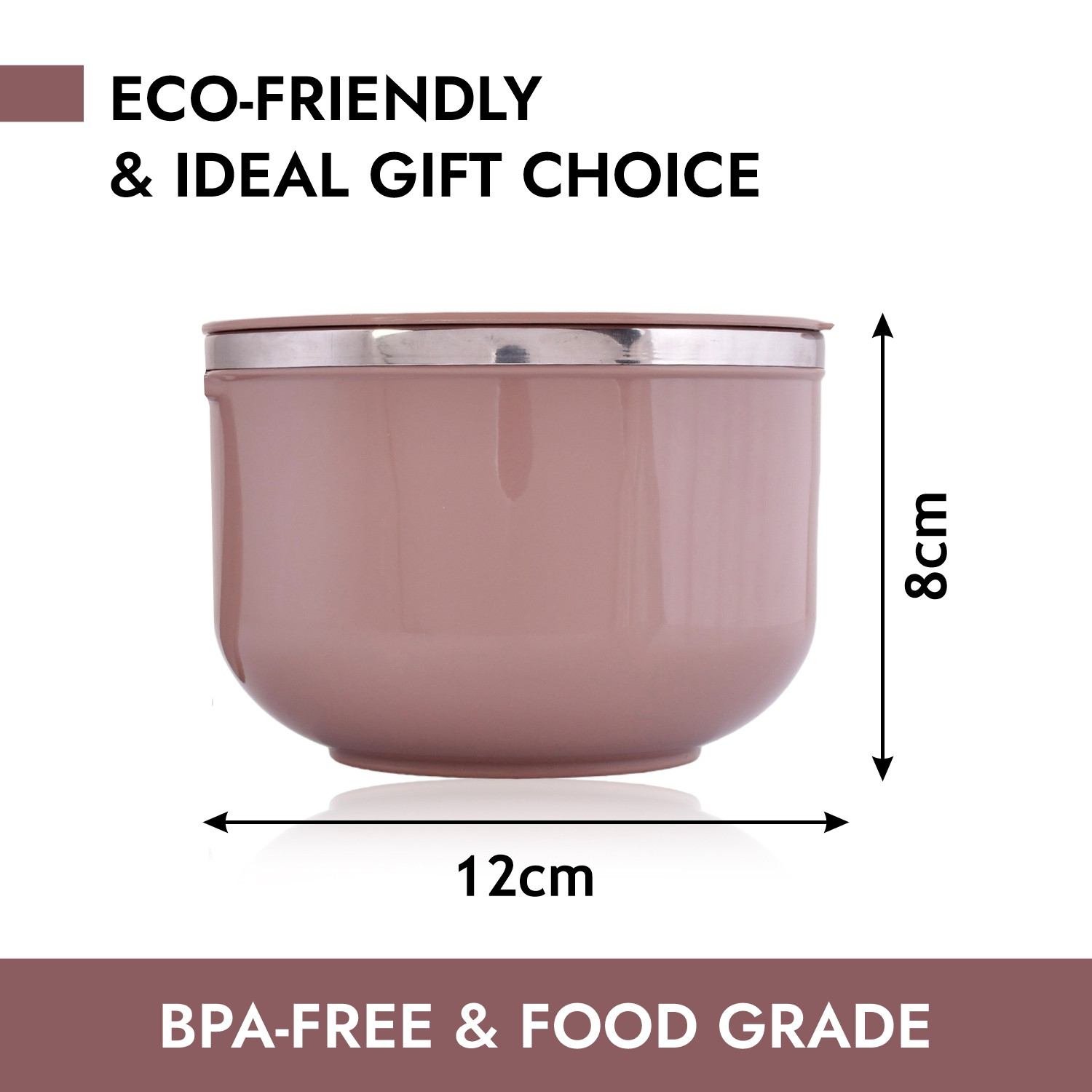 Kuber Industries Noodle & Soup Bowl Set | Steel Noodle Bowl with Spoon | Airtight Bowl for Pasta-Rice | Food Container | Office Bowl | Kitchen Bowl Set | 600 ML | Brown