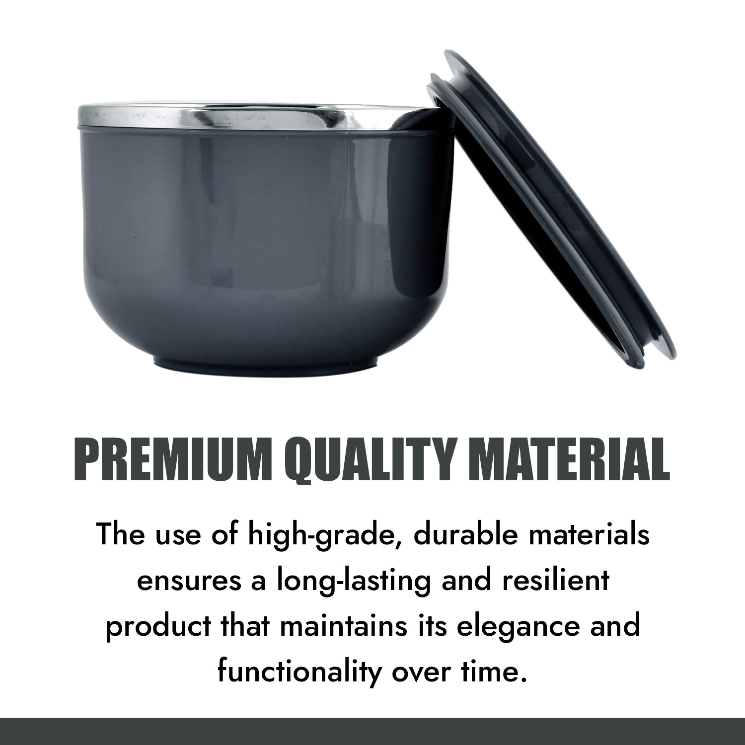 Kuber Industries Noodle & Soup Bowl Set | Steel Noodle Bowl with Spoon | Airtight Bowl for Pasta-Rice | Food Container | Office Bowl | Kitchen Bowl Set | 600 ML | Gray