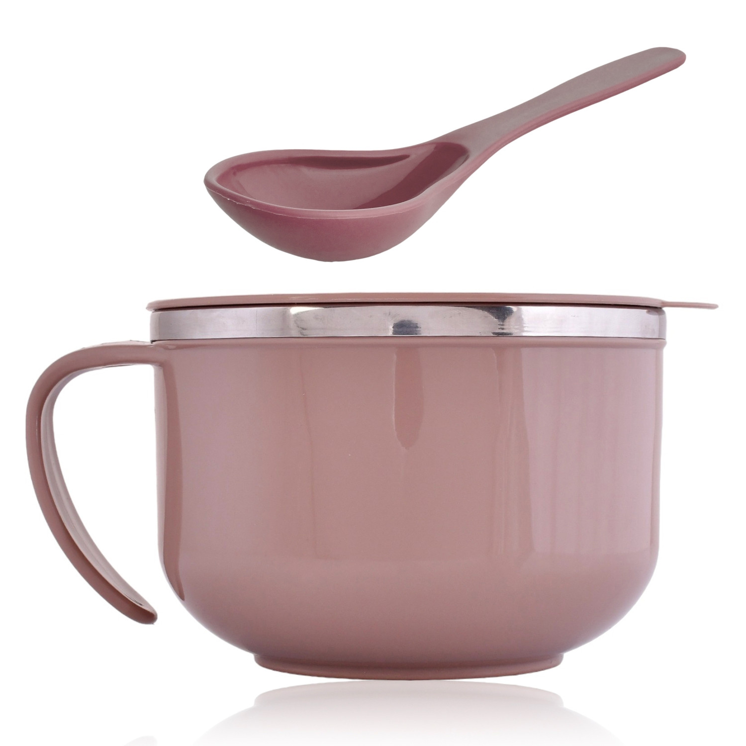 Kuber Industries Noodle & Soup Bowl Set | Steel Noodle Bowl with Spoon | Airtight Bowl for Pasta-Rice | Food Container | Office Bowl | Kitchen Bowl Set | 600 ML | Pack of 2 | Multicolor