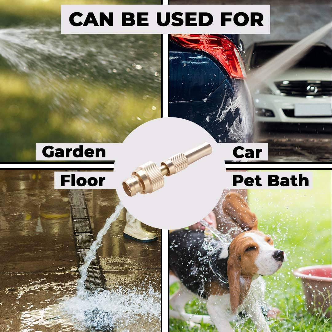Kuber Industries Nozzle For Water Pipe|Comfortable Grip|Multiple Spray Modes|Brass Nozzle Water Spray Gun For Â½â€ Water Pipe|Ideal Pipe Nozzle For Car Wash,Gardening,& Other Uses|LH-8068|Golden