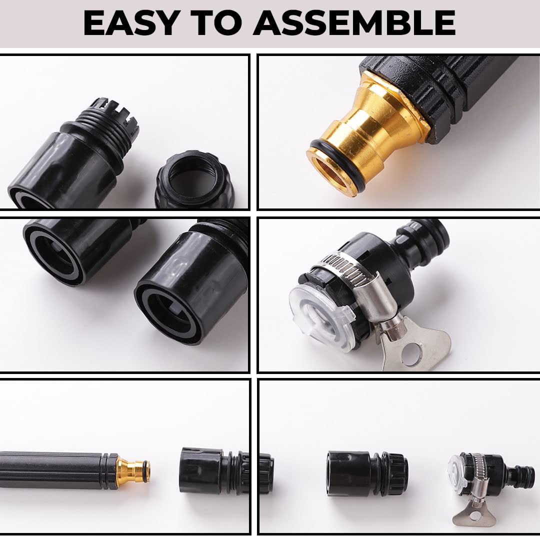 Kuber Industries Nozzle For Water Pipe|Non-Slip|Comfortable Grip|Multiple Spray Modes|Brass Nozzle Water Spray Gun For Â½â€ Water Pipe|Ideal Pipe Nozzle For Car Wash,Gardening,& Other Uses|Black