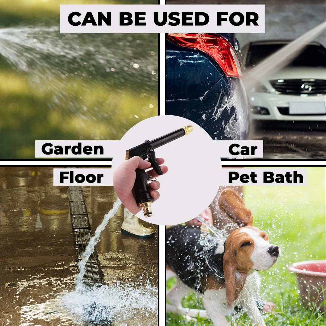Kuber Industries Nozzle For Water Pipe|Non-Slip|Comfortable Grip|Multiple Spray Modes|Brass Nozzle Water Spray Gun For Â½â€ Water Pipe|Ideal Pipe Nozzle For Car Wash,Gardening,& Other Uses|Black