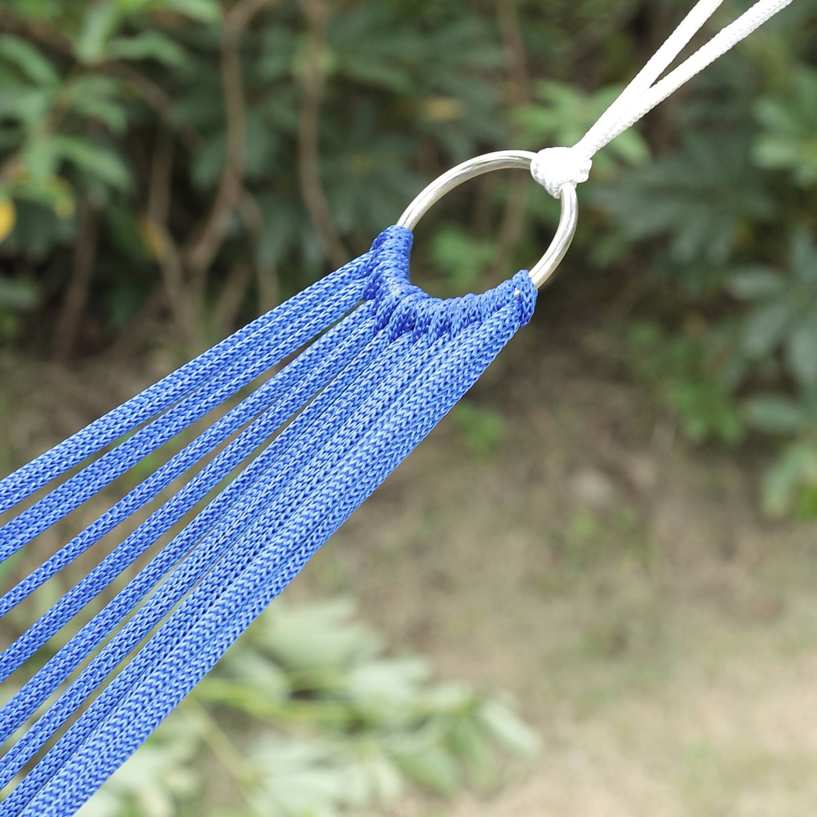Kuber Industries Nylon Rope Travel Hammock |Garden Hammock Swing For Adults|100 KG Load Bearing Capicity|Including 2 Rope, 1 Bag (Blue)