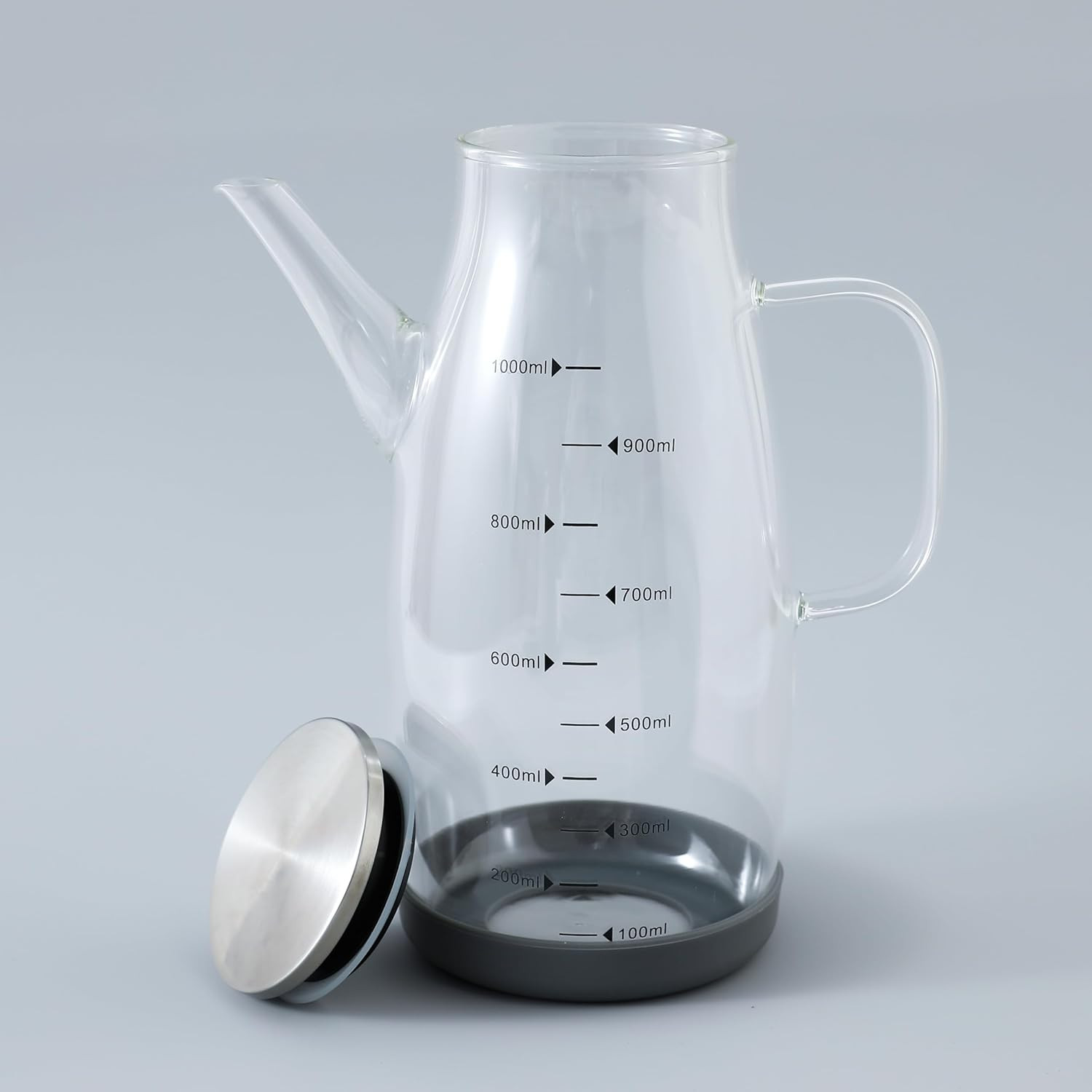 Kuber Industries Oil Dispenser | Borosilicate Oil containers for Kitchen | Oil Pourer | Glass Oil Dispenser Bottle with Cap and Handle | Oil Conatiner | 1000 ML | MRX-2307 | Transparent