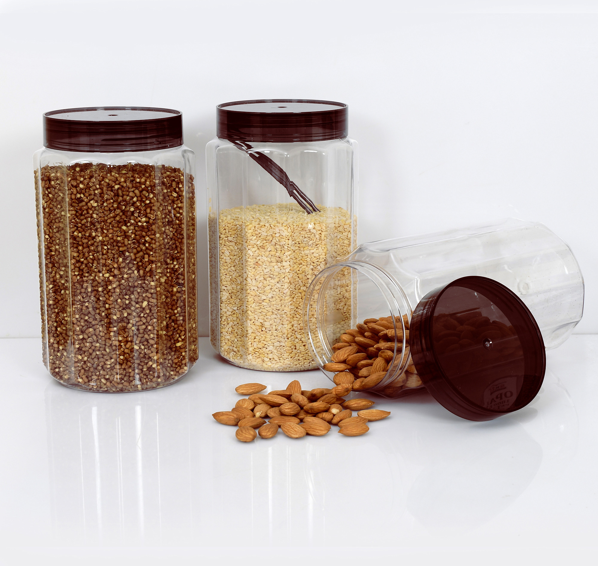 Kuber Industries Opal Airtight Food Storage Containers Kitchen Containers for Storage Set Plastic Storage Box for Kitchen Airtight Containers Storage Jar Set for Kitchen Storage (500 ml, Brown)