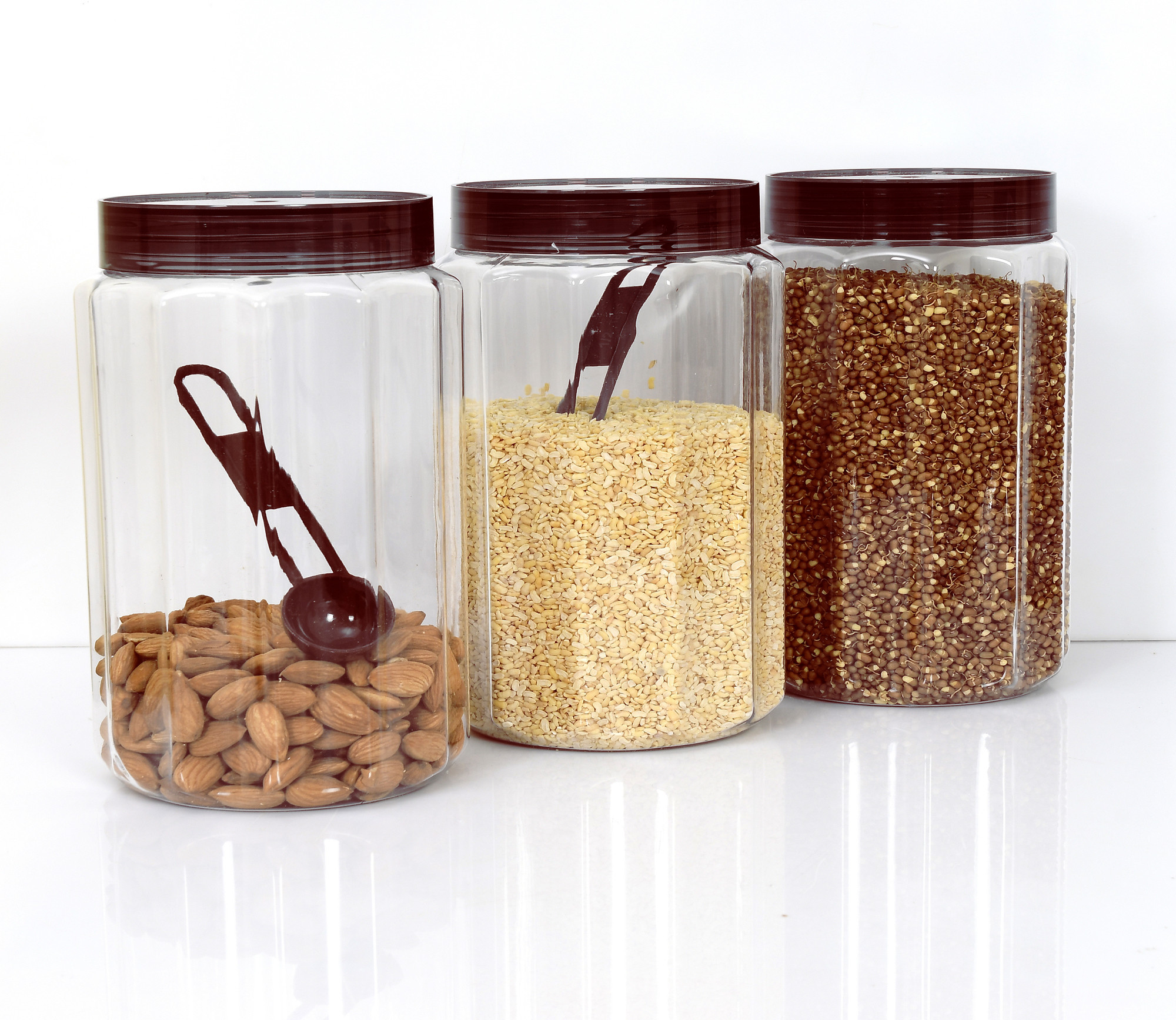 Kuber Industries Opal Airtight Food Storage Containers Kitchen Containers for Storage Set Plastic Storage Box for Kitchen Airtight Containers Storage Jar Set for Kitchen Storage (800 ml, Brown)