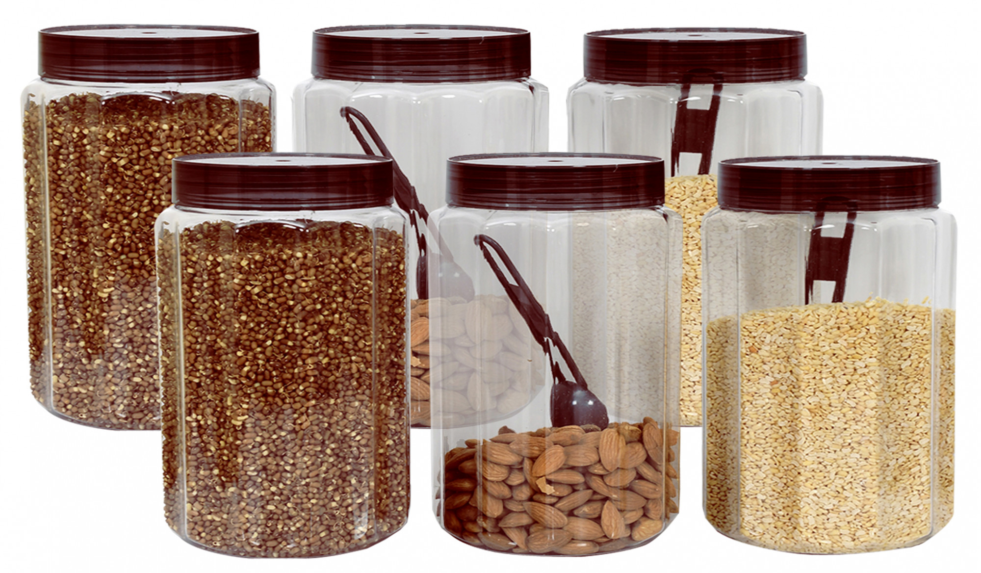 Kuber Industries Opal Airtight Food Storage Containers Kitchen Containers for Storage Set Plastic Storage Box for Kitchen Airtight Containers Storage Jar Set for Kitchen Storage (800 ml, Brown)