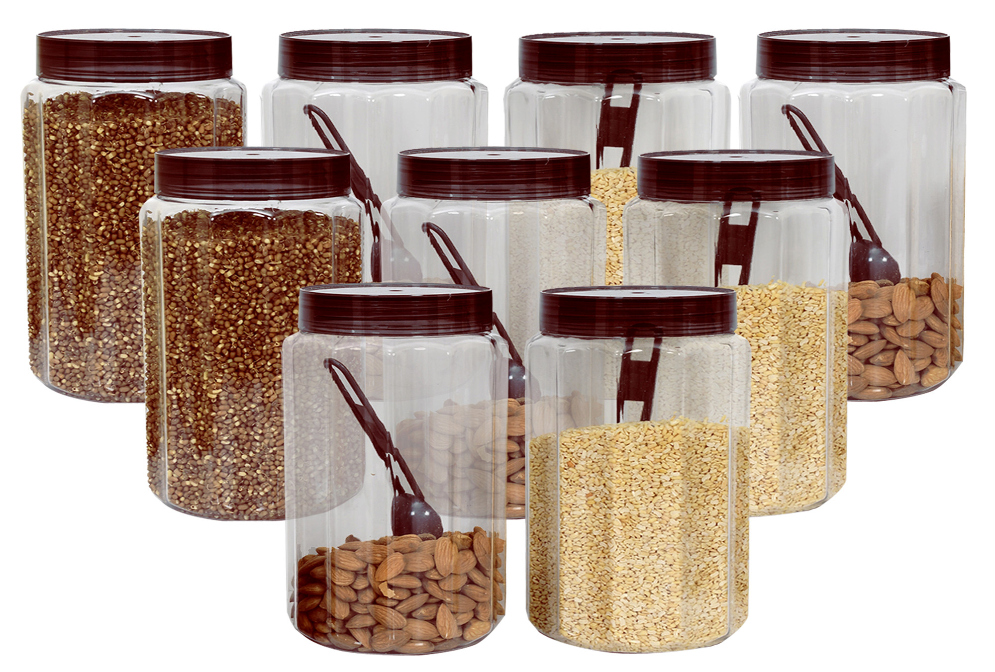 Kuber Industries Opal Airtight Food Storage Containers Kitchen Containers for Storage Set Plastic Storage Box for Kitchen Airtight Containers Storage Jar Set for Kitchen Storage (800 ml, Brown)