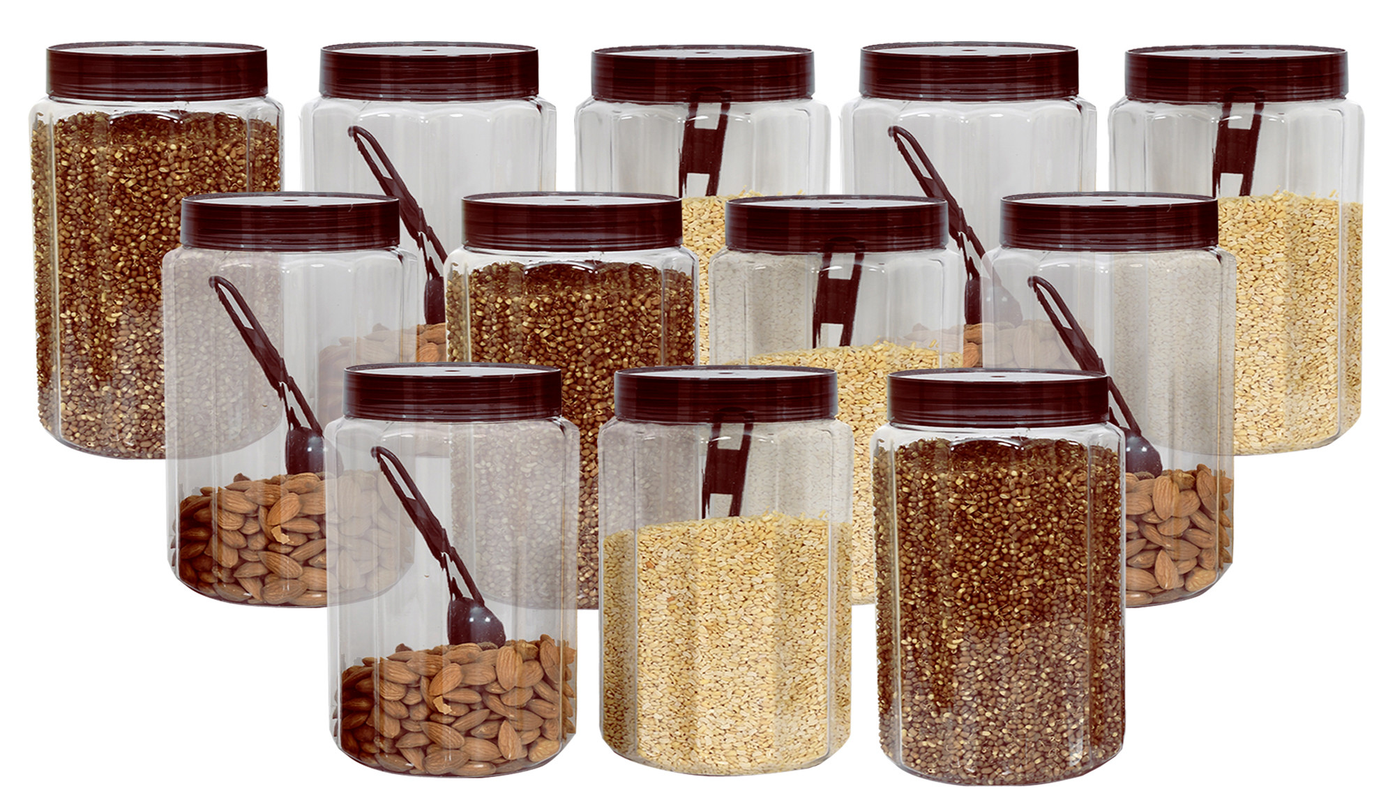 Kuber Industries Opal Airtight Food Storage Containers Kitchen Containers for Storage Set Plastic Storage Box for Kitchen Airtight Containers Storage Jar Set for Kitchen Storage (800 ml, Brown)