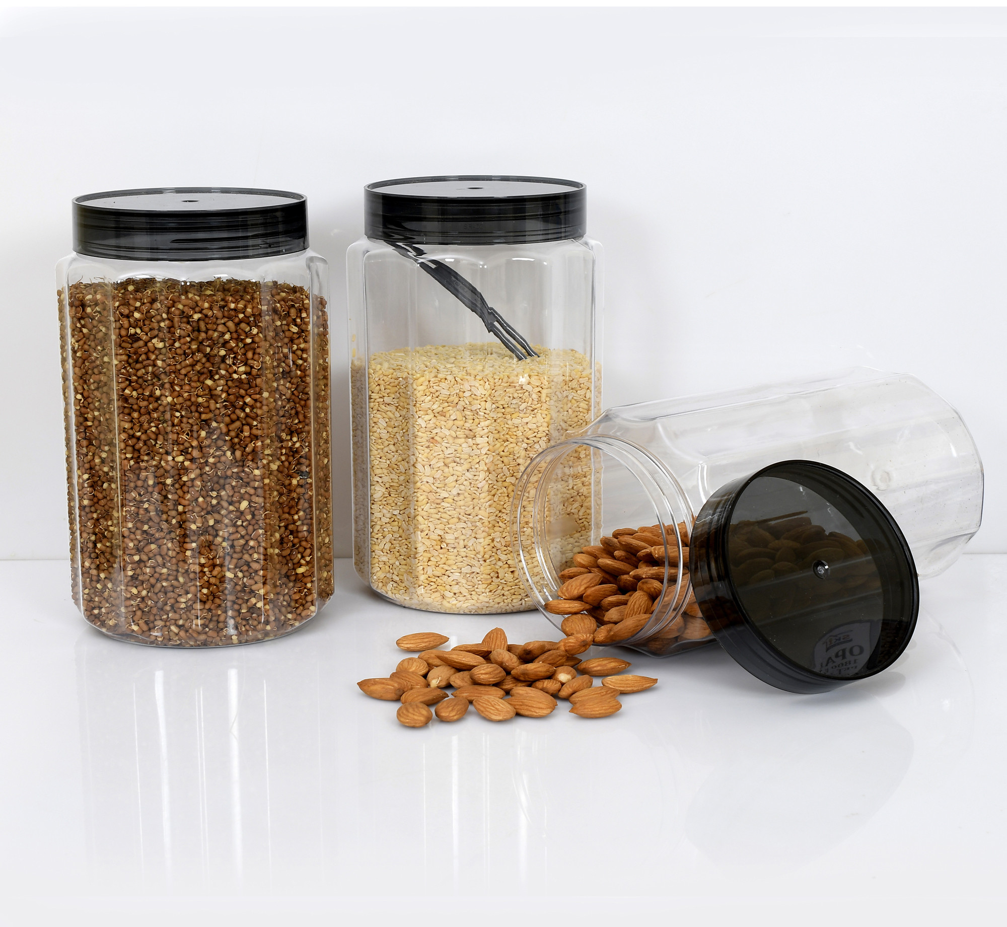 Kuber Industries Opal Airtight Food Storage Containers Kitchen Containers for Storage Set Plastic Storage Box for Kitchen Airtight Containers Storage Jar Set for Kitchen Storage (1100 ml, Grey)
