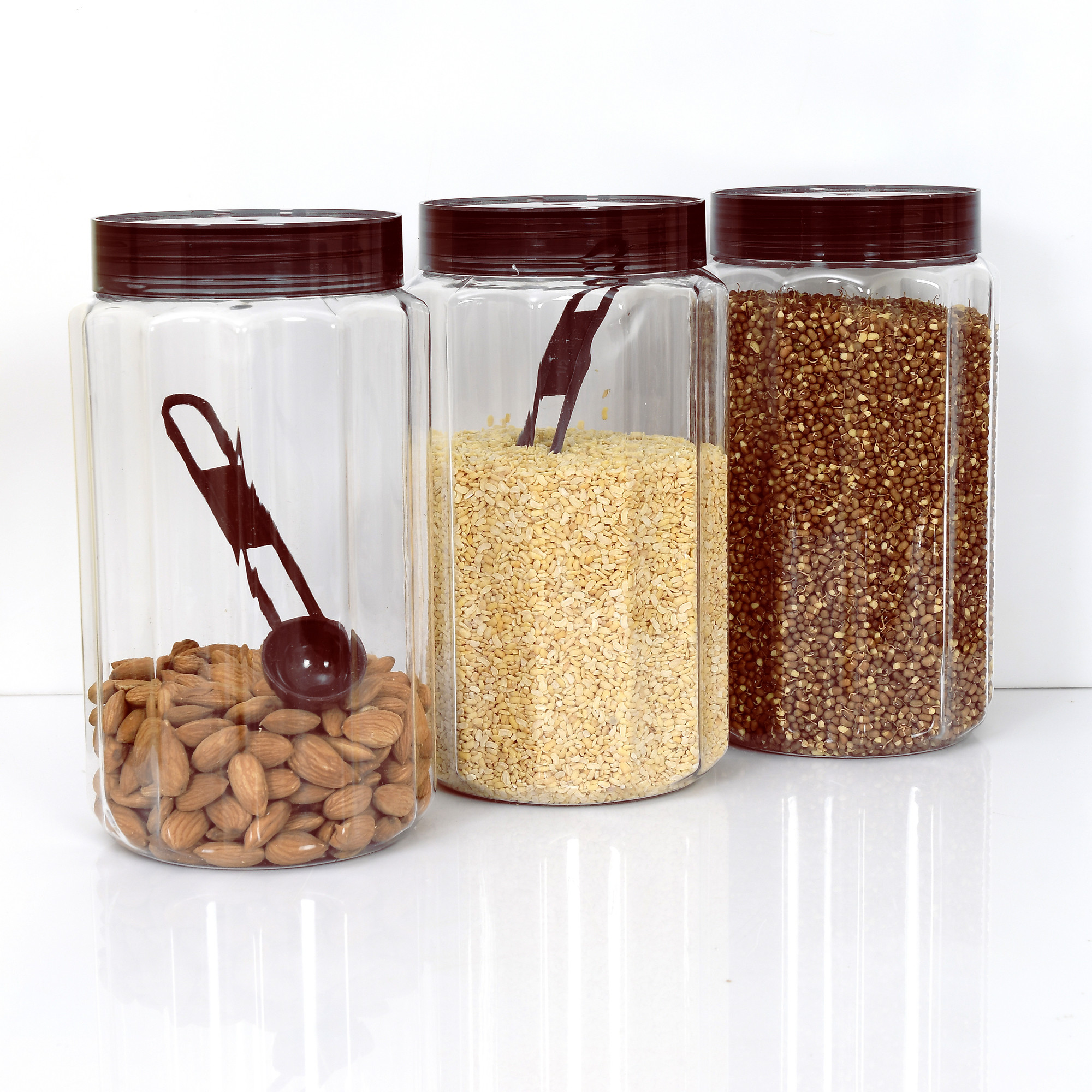 Kuber Industries Opal Airtight Food Storage Containers Kitchen Containers for Storage Set Plastic Storage Box for Kitchen Airtight Containers Storage Jar Set for Kitchen Storage (1800 ml, Brown)