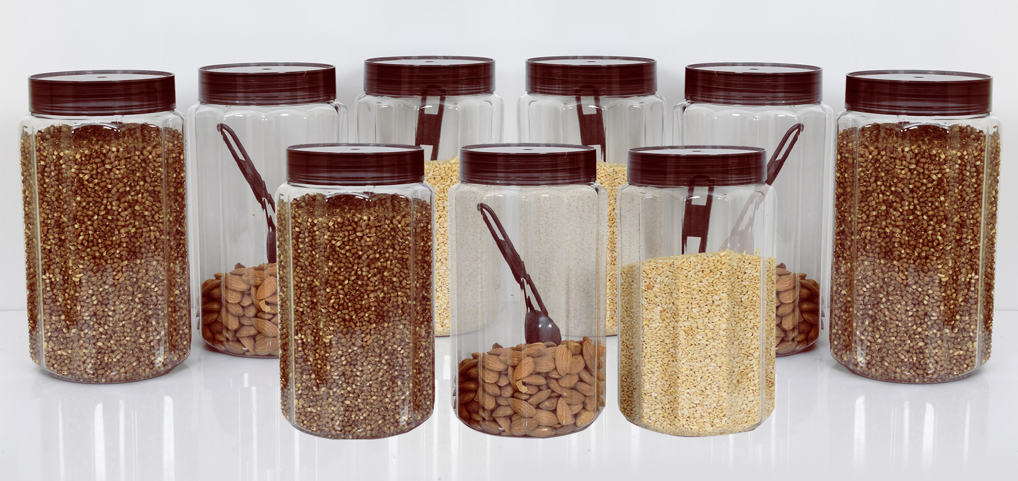 Kuber Industries Opal Airtight Food Storage Containers Kitchen Containers for Storage Set Plastic Storage Box for Kitchen Airtight Containers Storage Jar Set for Kitchen Storage (1800 ml, Brown)