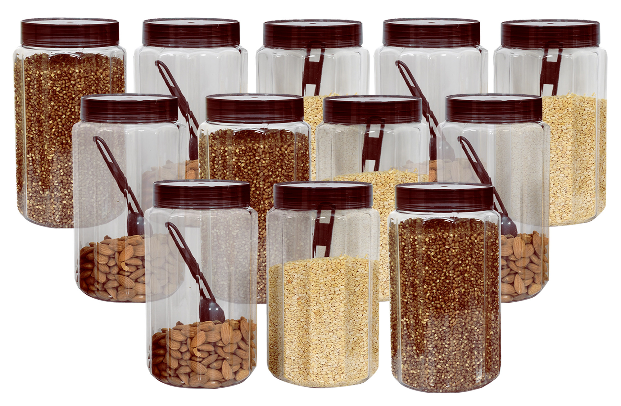 Kuber Industries Opal Airtight Food Storage Containers Kitchen Containers for Storage Set Plastic Storage Box for Kitchen Airtight Containers Storage Jar Set for Kitchen Storage (1800 ml, Brown)