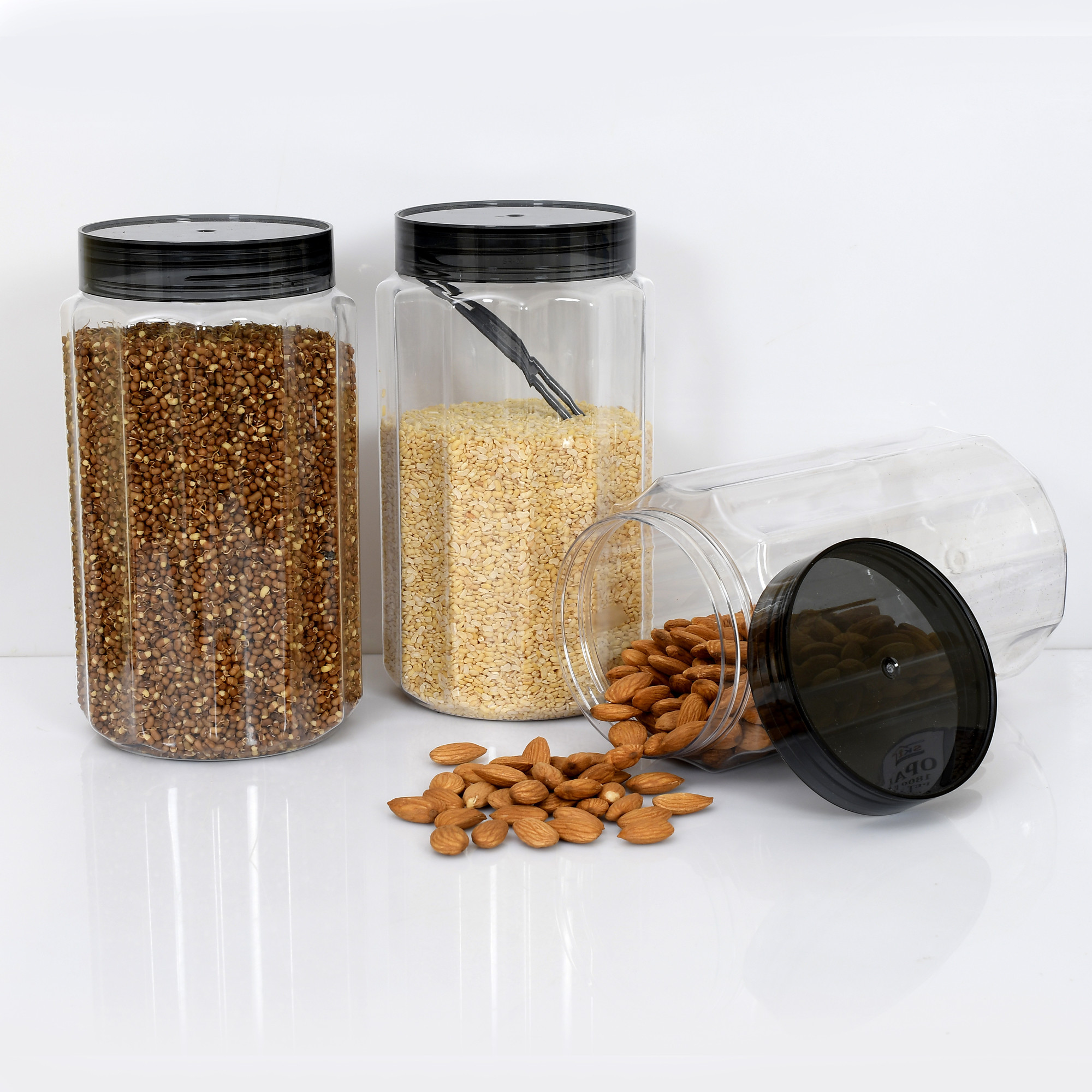 Kuber Industries Opal Airtight Food Storage Containers Kitchen Containers for Storage Set Plastic Storage Box for Kitchen Airtight Containers Storage Jar Set for Kitchen Storage (1800 ml, Grey)