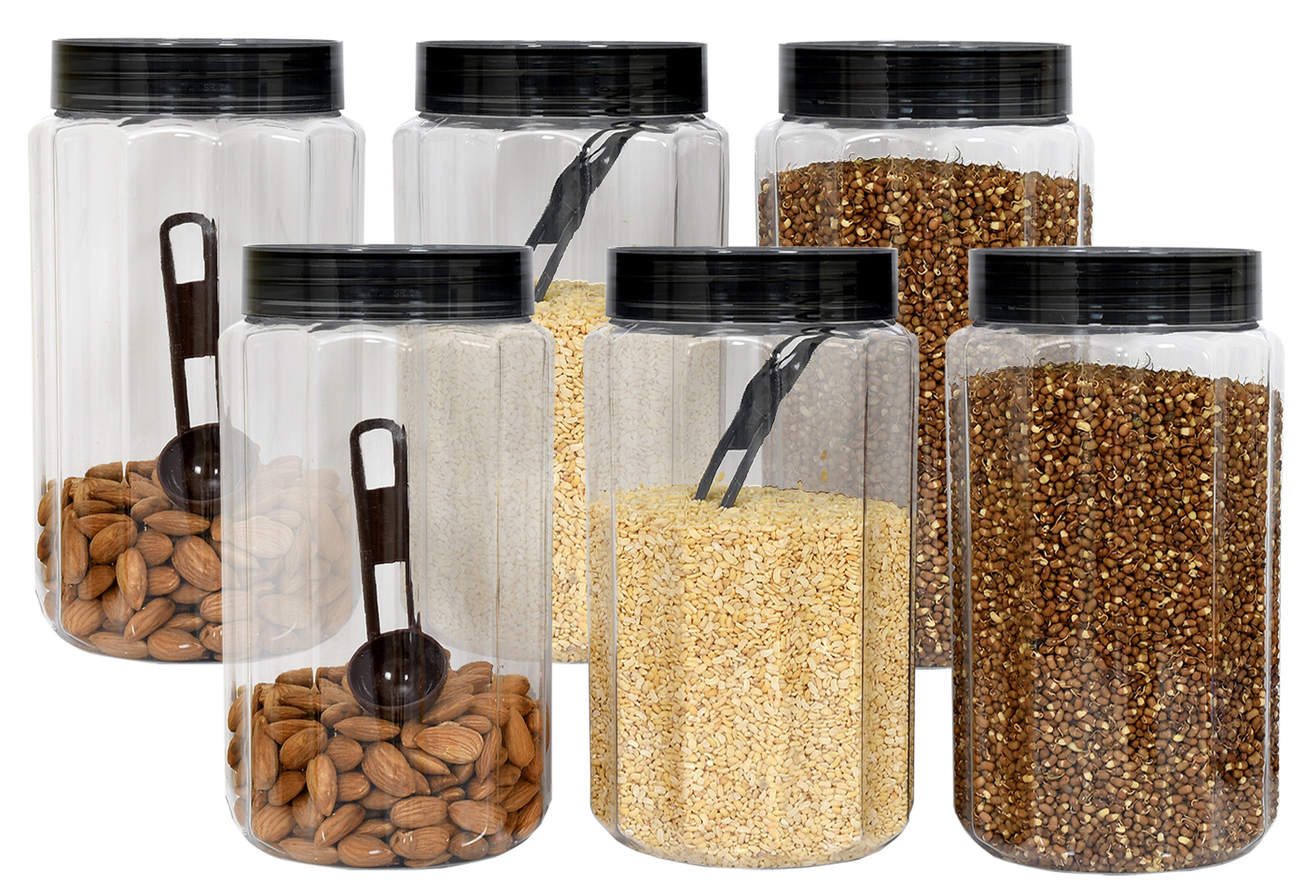 Kuber Industries Opal Airtight Food Storage Containers Kitchen Containers for Storage Set Plastic Storage Box for Kitchen Airtight Containers Storage Jar Set for Kitchen Storage (1800 ml, Grey)