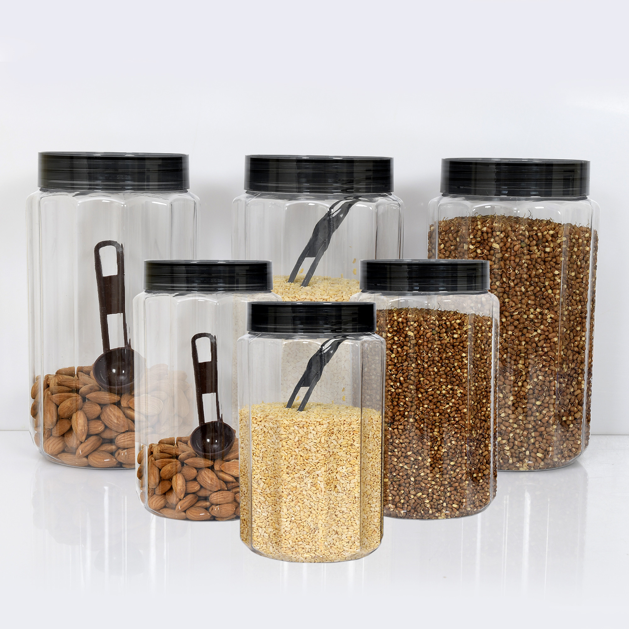 Kuber Industries Opal Airtight Food Storage Containers Kitchen Containers for Storage Set Plastic Storage Box for Kitchen Airtight Containers Storage Jar Set for Kitchen Storage (Set Of 6,500,800 ml, Grey)