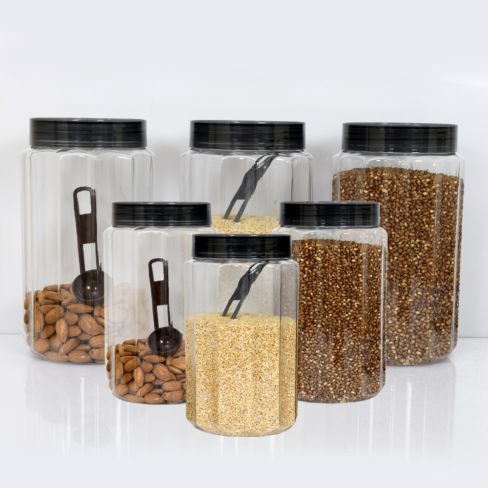 Kuber Industries Opal Airtight Food Storage Containers Kitchen Containers for Storage Set Plastic Storage Box for Kitchen Airtight Containers Storage Jar Set for Kitchen Storage (Set Of 6,1100,1500 ml, Grey)
