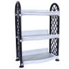 Kuber Industries Organising Rack|Unbreakable Plastic 3 Shelves Kitchen Storage Stand|Durable Wall Mounted Jar Kitchen Utensils Organizer (Gray)