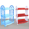 Kuber Industries Organising Rack|Unbreakable Plastic 3 Shelves Kitchen Storage Stand|Durable Wall Mounted Jar Kitchen Utensils Organizer,Pack of 2 (Red &amp; Blue)