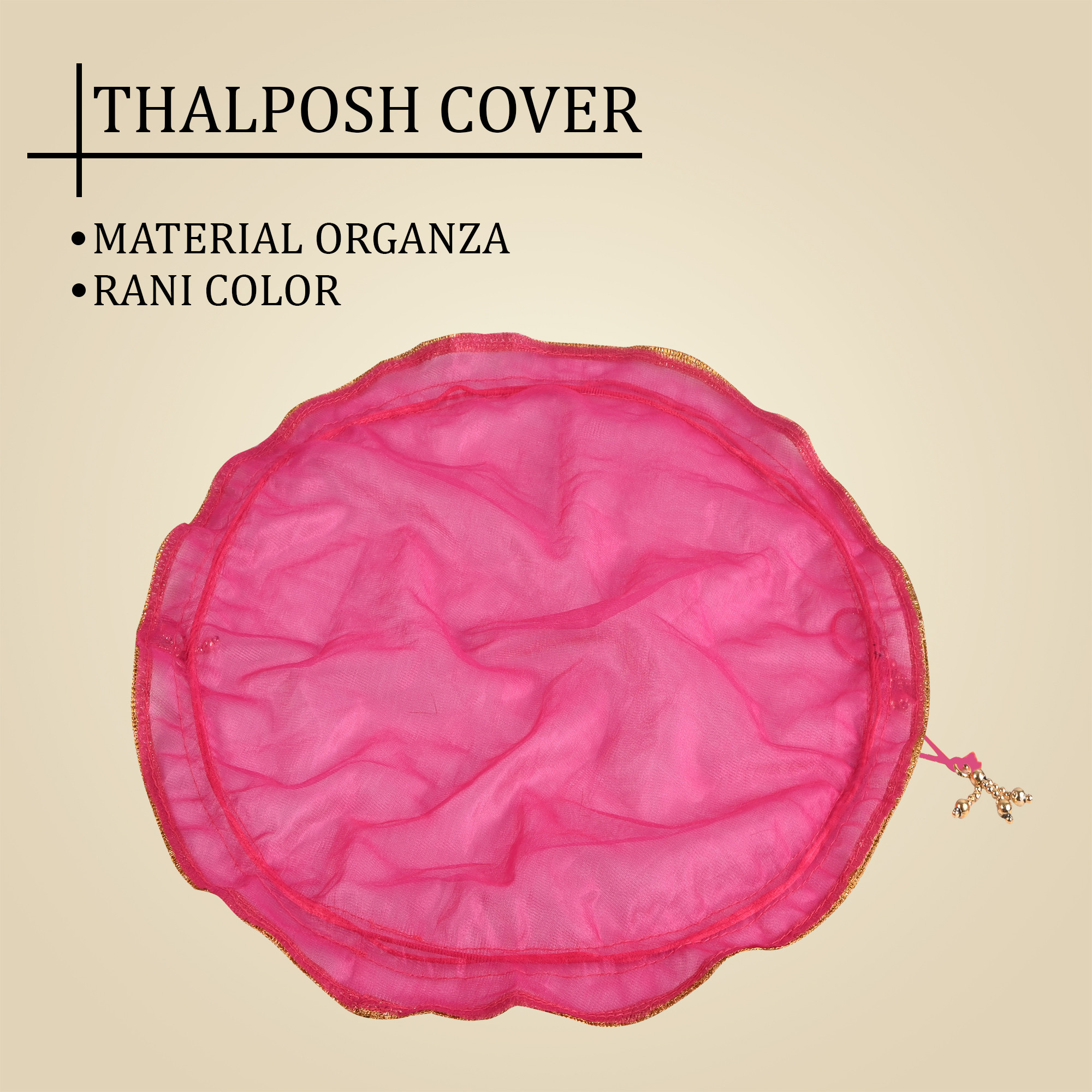 Kuber Industries Organza Double Layer 2 in 1 Shagun Pooja Thalposh Cover Cloth Potli  Wedding Gift Packaging Sagun Potli  Traditional Potli Bag  Thali Cover with Drawstring  Rani
