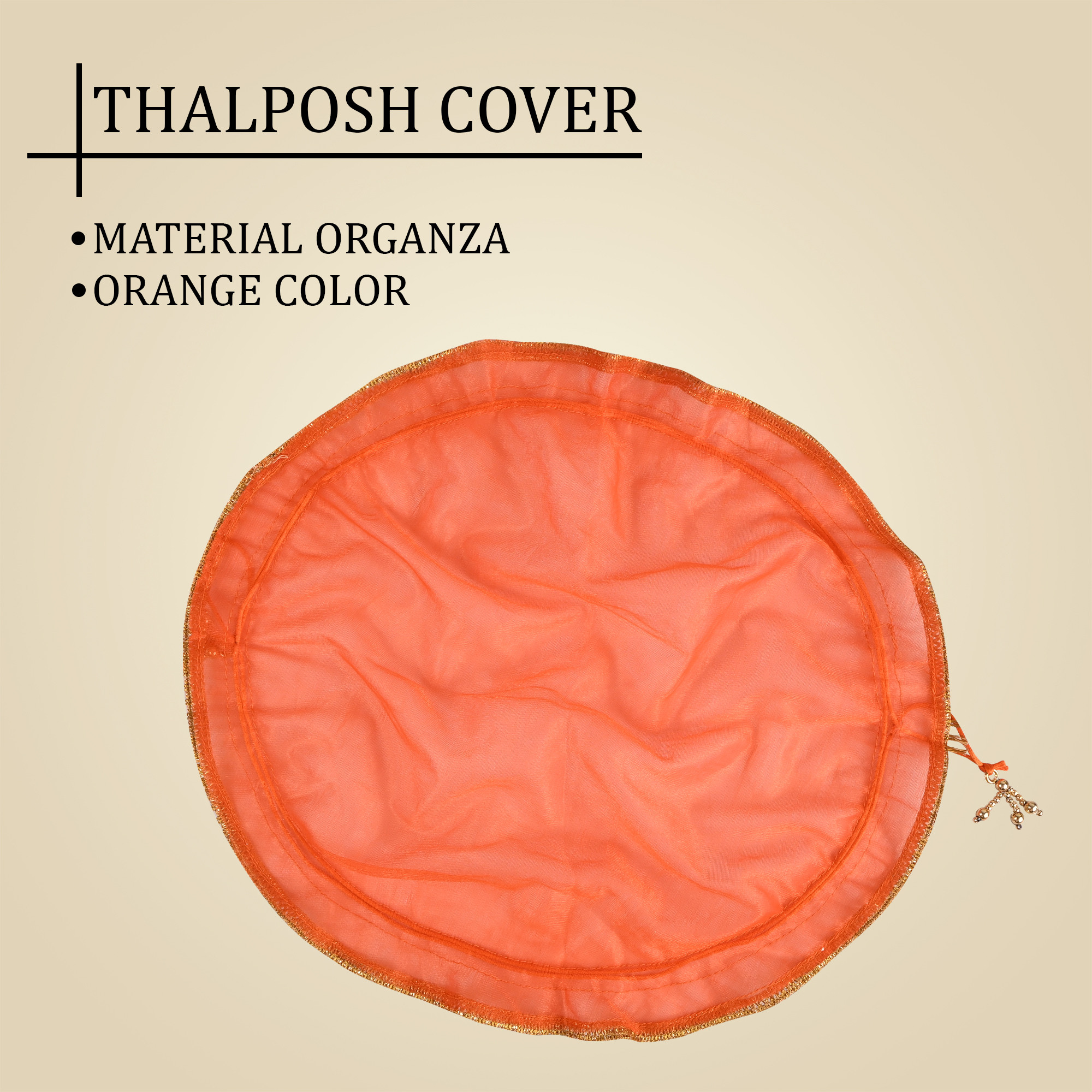 Kuber Industries Organza Double Layer 2 in 1 Shagun Pooja Thalposh Cover Cloth Potli  Wedding Gift Packaging Sagun Potli  Traditional Potli Bag  Thali Cover with Drawstring  Orange