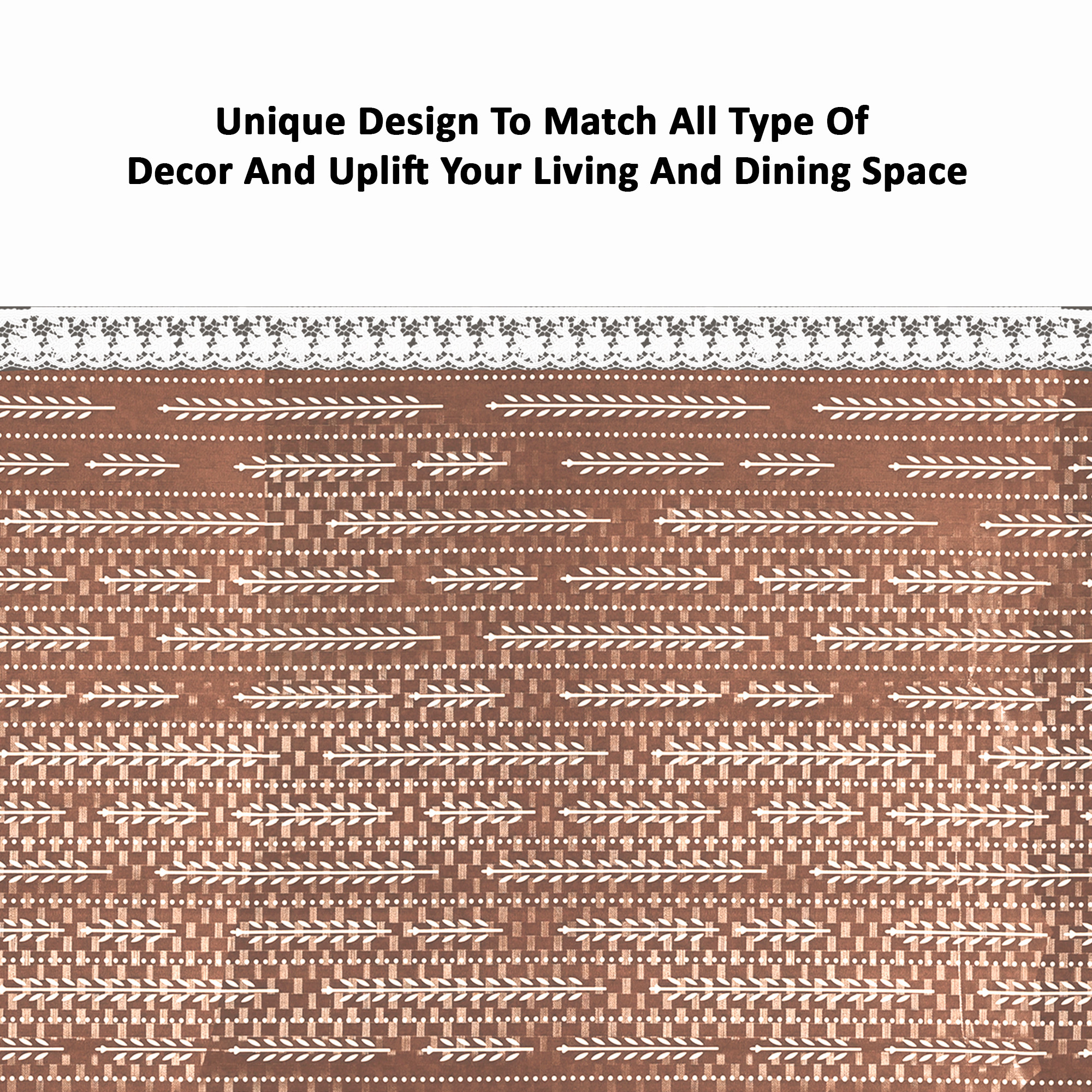 Kuber Industries Oval 60x90 Inches Durable Dining Table Cover 6 Seater for Kitchen  Aesthetic Festive Dinner Table Cover Cloth For Living Room House  Office  Lining Leaf - Cream  Brown