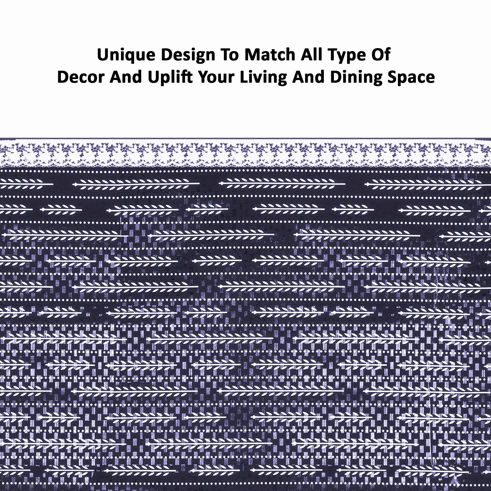 Kuber Industries Oval 60x90 Inches Durable Dining Table Cover 6 Seater for Kitchen  Aesthetic Festive Dinner Table Cover Cloth For Living Room House  Office  Lining Leaf - White  Blue