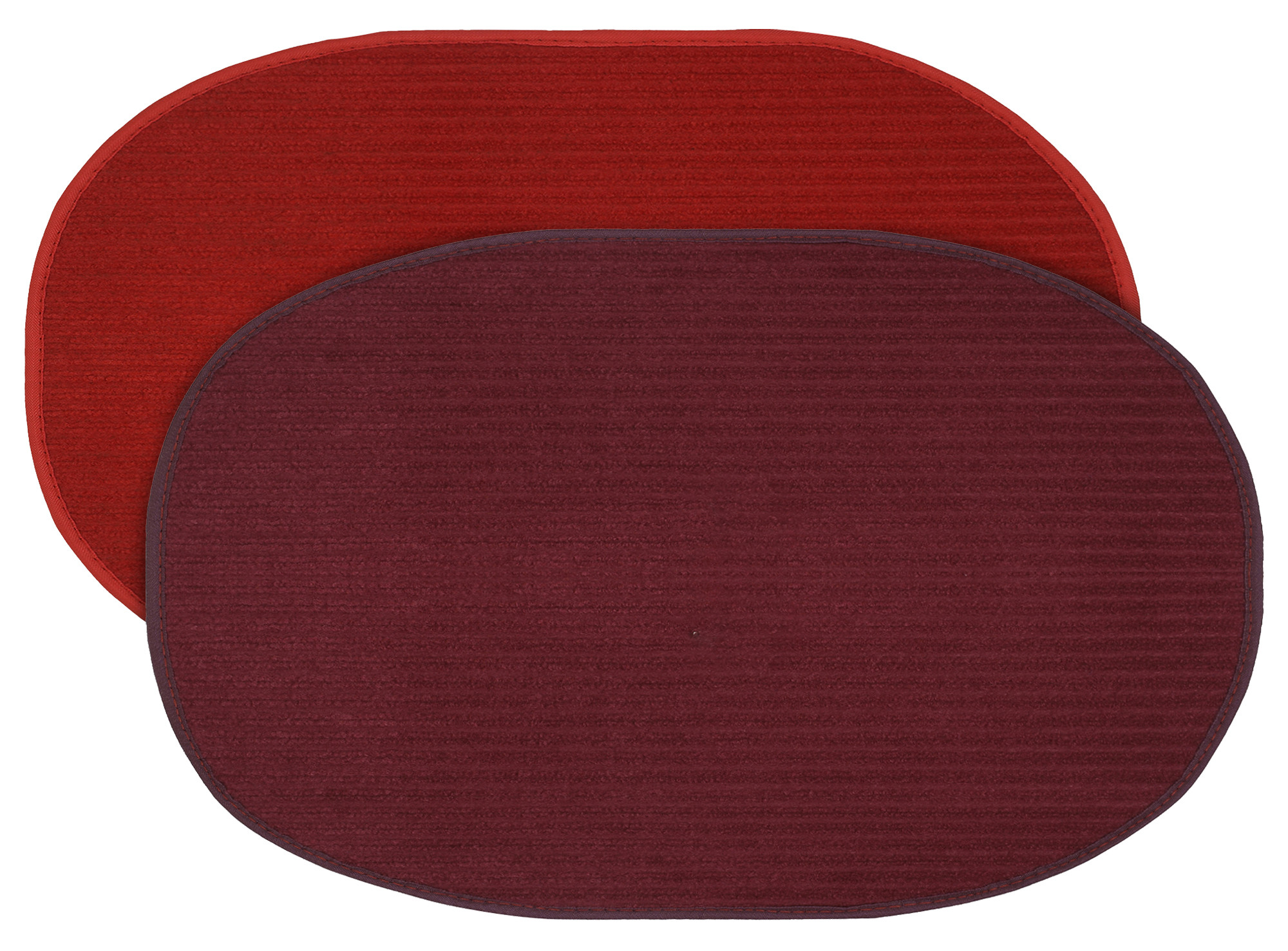 Kuber Industries Oval Shape Durable Microfiber Door Mat, Heavy Duty Doormat, Indoor Outdoor, Easy Clean, Waterproof, Low-Profile Mats for Entry, Patio, Garage (Set Of 2,14'' x 23'',Red & Maroon)-KUBMRT12097