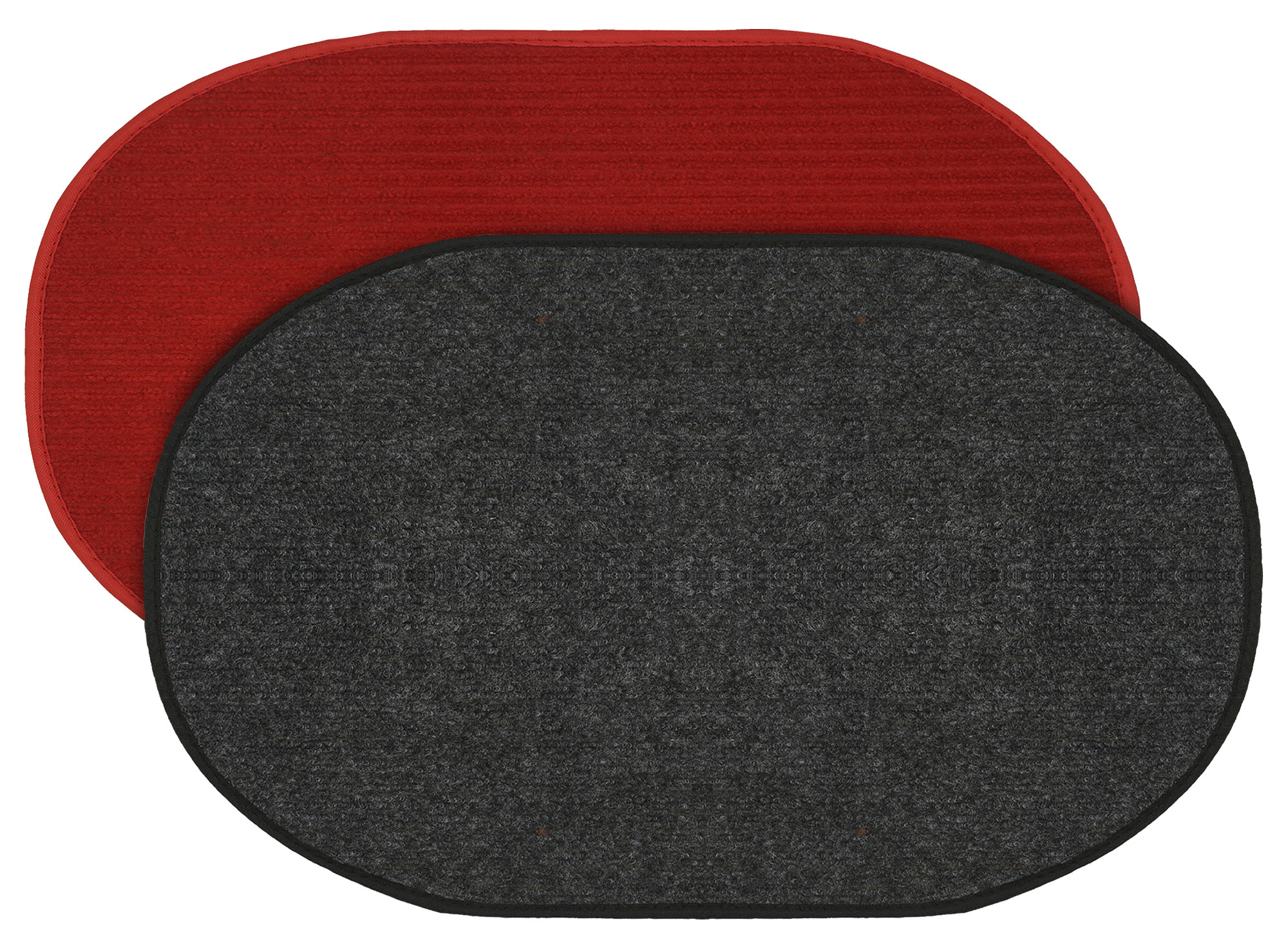 Kuber Industries Oval Shape Durable Microfiber Door Mat, Heavy Duty Doormat, Indoor Outdoor, Easy Clean, Waterproof, Low-Profile Mats for Entry, Patio, Garage (Set Of 2,14'' x 23'',Red & Grey)-KUBMRT12101