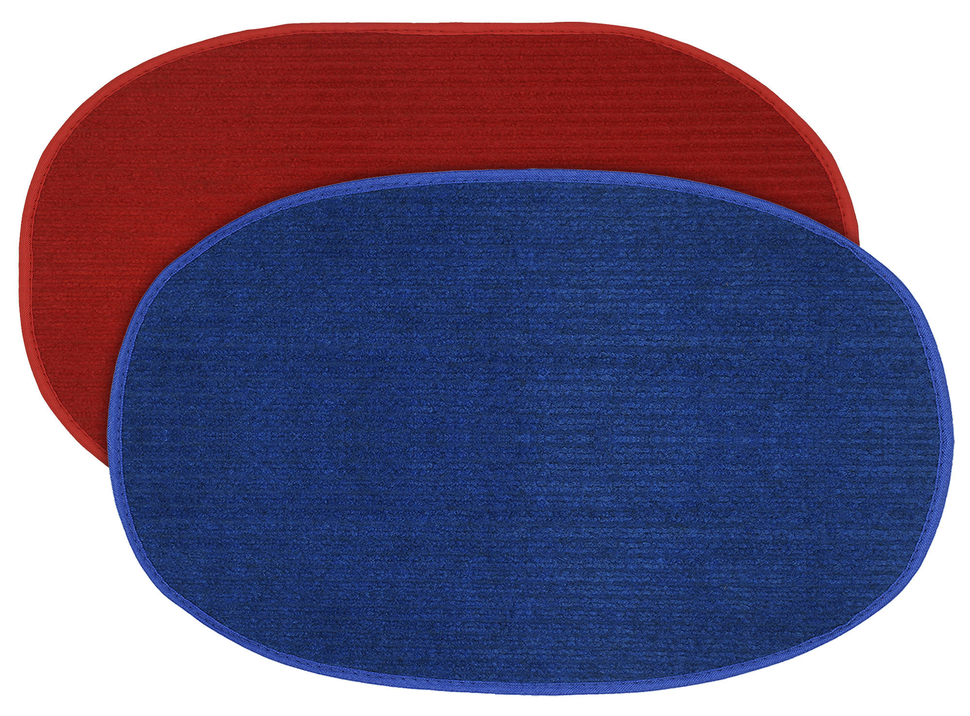 Kuber Industries Oval Shape Durable Microfiber Door Mat, Heavy Duty Doormat, Indoor Outdoor, Easy Clean, Waterproof, Low-Profile Mats for Entry, Patio, Garage (Set Of 2,14'' x 23'',Red & Blue)-KUBMRT12103