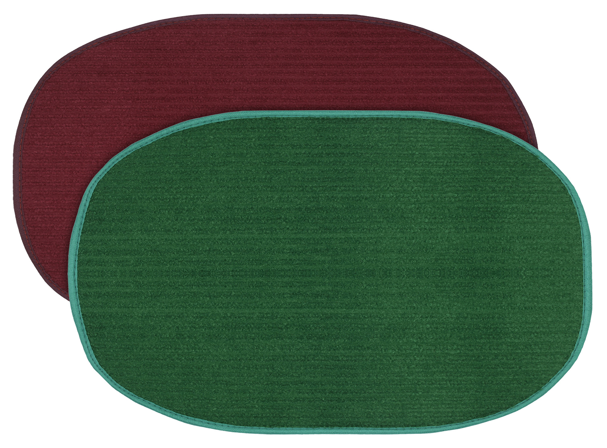 Kuber Industries Oval Shape Durable Microfiber Door Mat, Heavy Duty Doormat, Indoor Outdoor, Easy Clean, Waterproof, Low-Profile Mats for Entry, Patio, Garage (Set Of 2,14'' x 23'',Maroon & Green)-KUBMRT12107