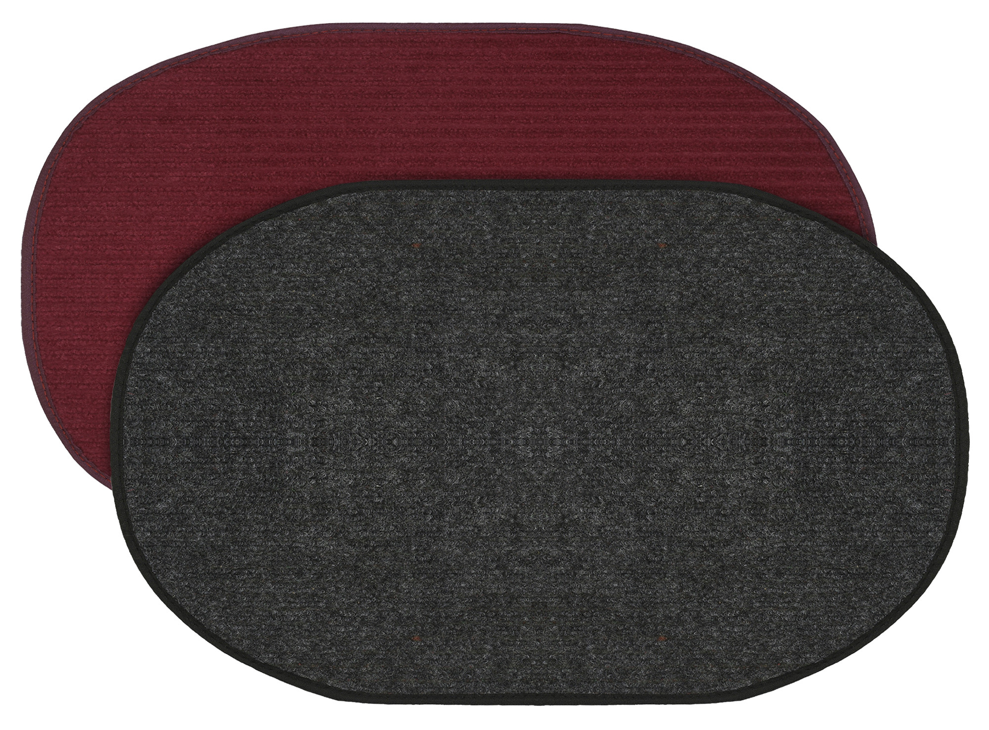 Kuber Industries Oval Shape Durable Microfiber Door Mat, Heavy Duty Doormat, Indoor Outdoor, Easy Clean, Waterproof, Low-Profile Mats for Entry, Patio, Garage (Set Of 2,14'' x 23'',Maroon & Grey)-KUBMRT12109