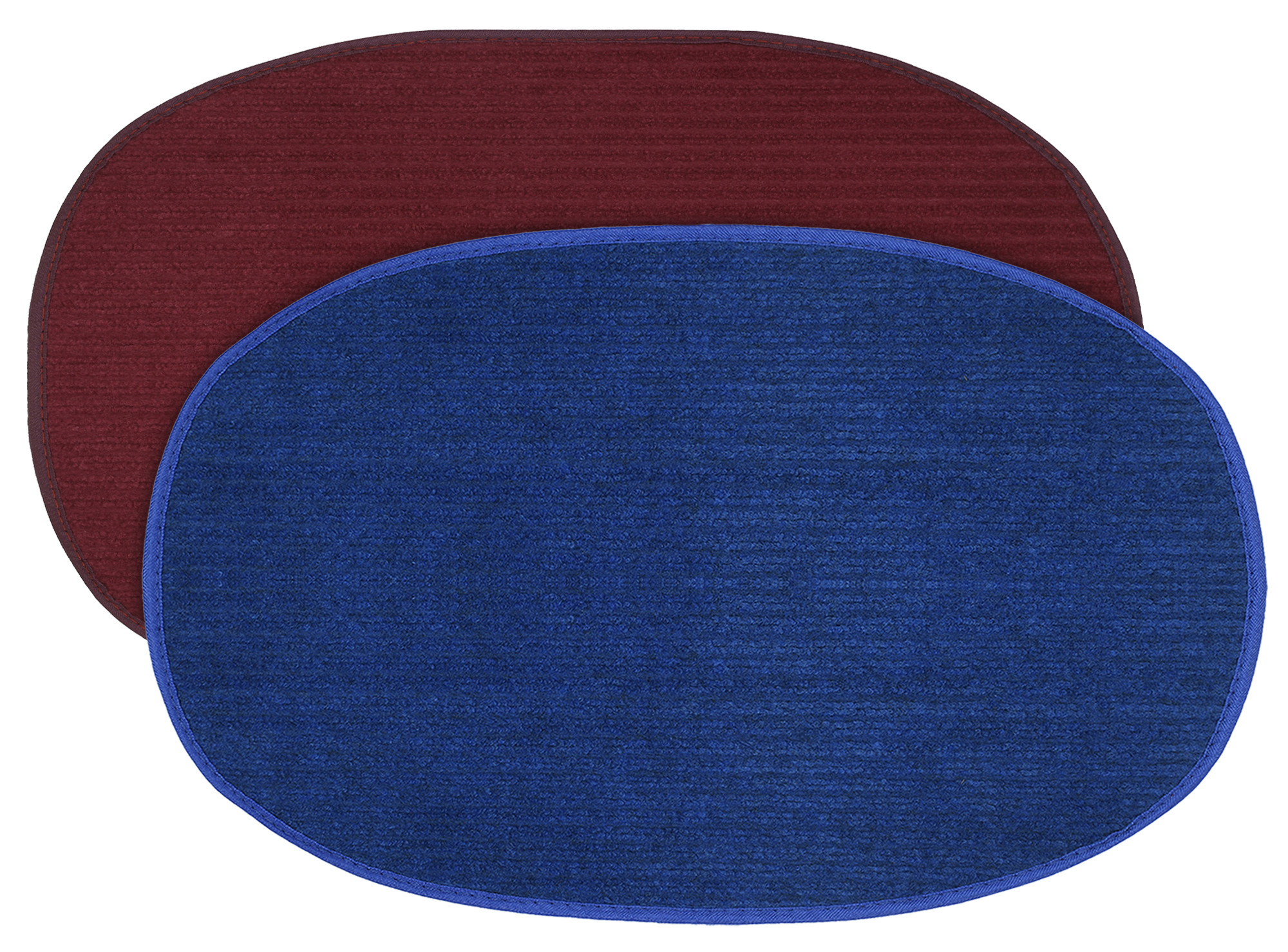 Kuber Industries Oval Shape Durable Microfiber Door Mat, Heavy Duty Doormat, Indoor Outdoor, Easy Clean, Waterproof, Low-Profile Mats for Entry, Patio, Garage (Set Of 2,14'' x 23'',Maroon & Blue)-KUBMRT12111