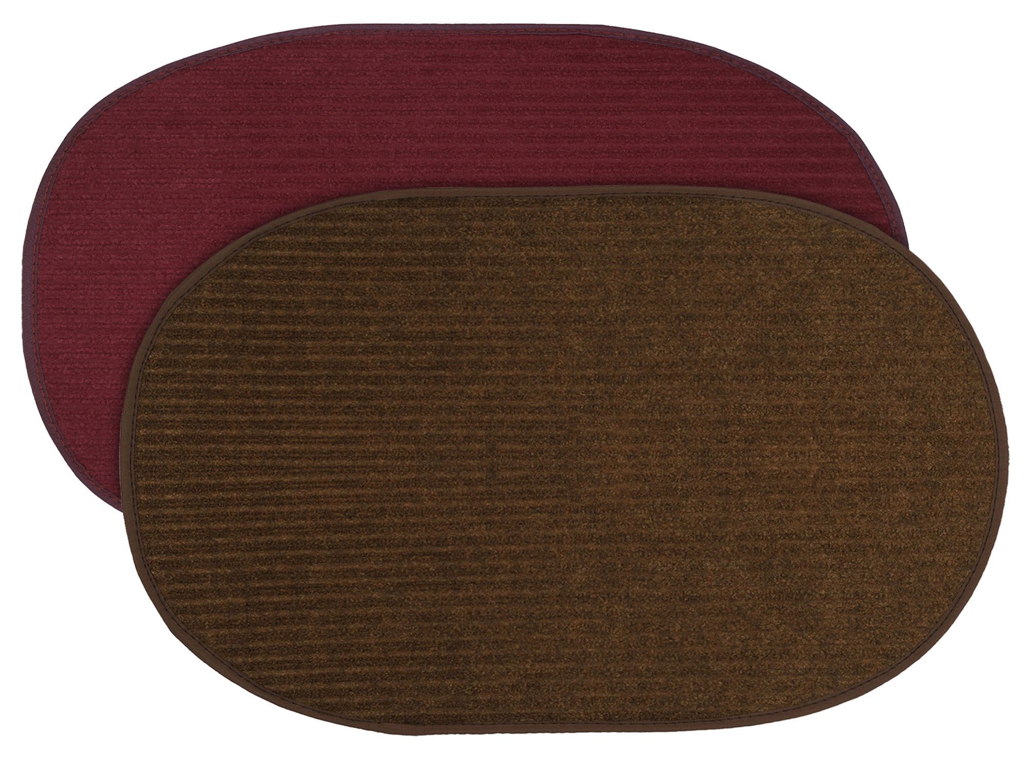 Kuber Industries Oval Shape Durable Microfiber Door Mat, Heavy Duty Doormat, Indoor Outdoor, Easy Clean, Waterproof, Low-Profile Mats for Entry, Patio, Garage (Set Of 2,14'' x 23'',Maroon & Brown)-KUBMRT12113