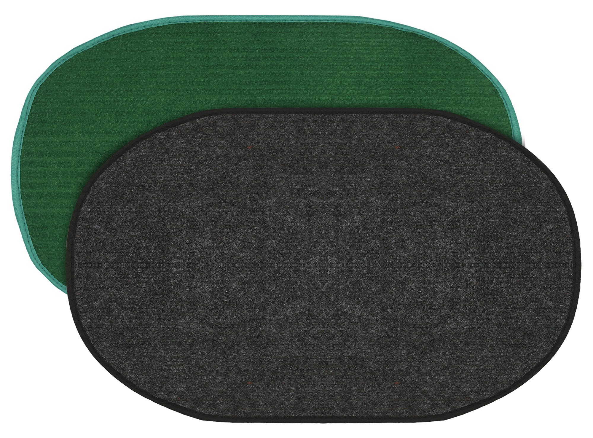 Kuber Industries Oval Shape Durable Microfiber Door Mat, Heavy Duty Doormat, Indoor Outdoor, Easy Clean, Waterproof, Low-Profile Mats for Entry, Patio, Garage (Set Of 2,14'' x 23'',Green & Grey)-KUBMRT12115