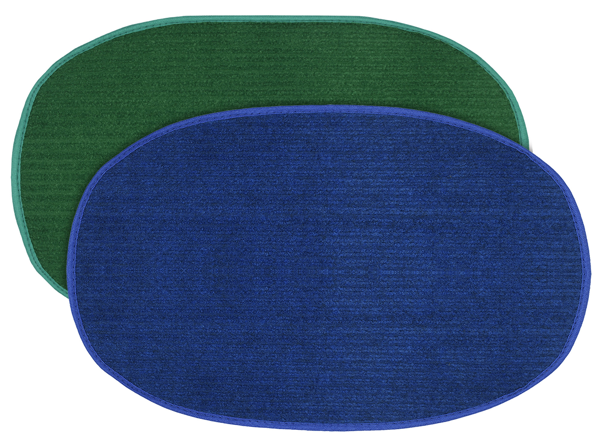 Kuber Industries Oval Shape Durable Microfiber Door Mat, Heavy Duty Doormat, Indoor Outdoor, Easy Clean, Waterproof, Low-Profile Mats for Entry, Patio, Garage (Set Of 2,14'' x 23'',Green & Blue)-KUBMRT12117