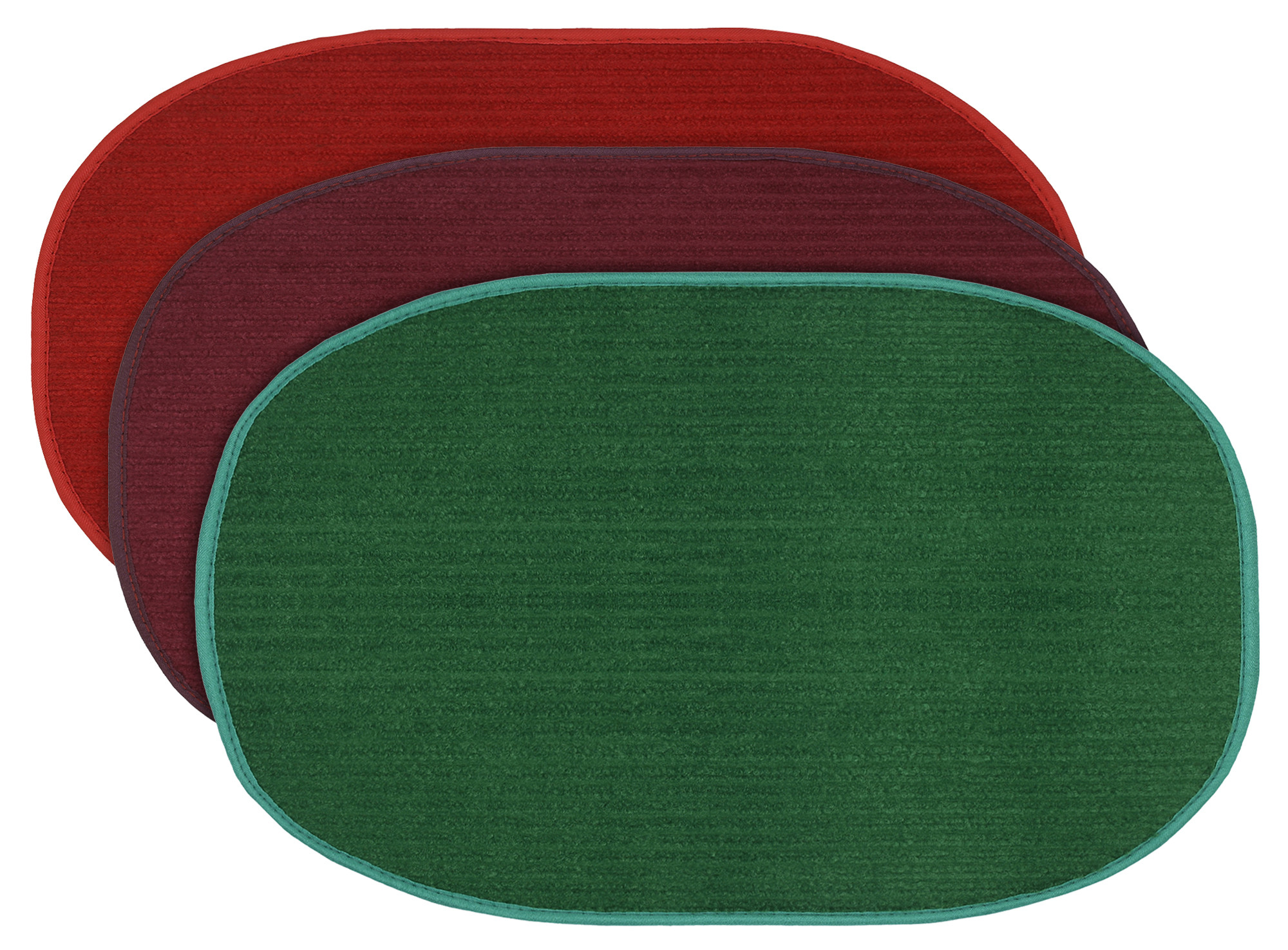 Kuber Industries Oval Shape Durable Microfiber Door Mat, Heavy Duty Doormat, Indoor Outdoor, Easy Clean, Waterproof, Low-Profile Mats for Entry, Patio, Garage (Set Of 3,14'' x 23'',Red & Maroon & Green)-KUBMRT12127