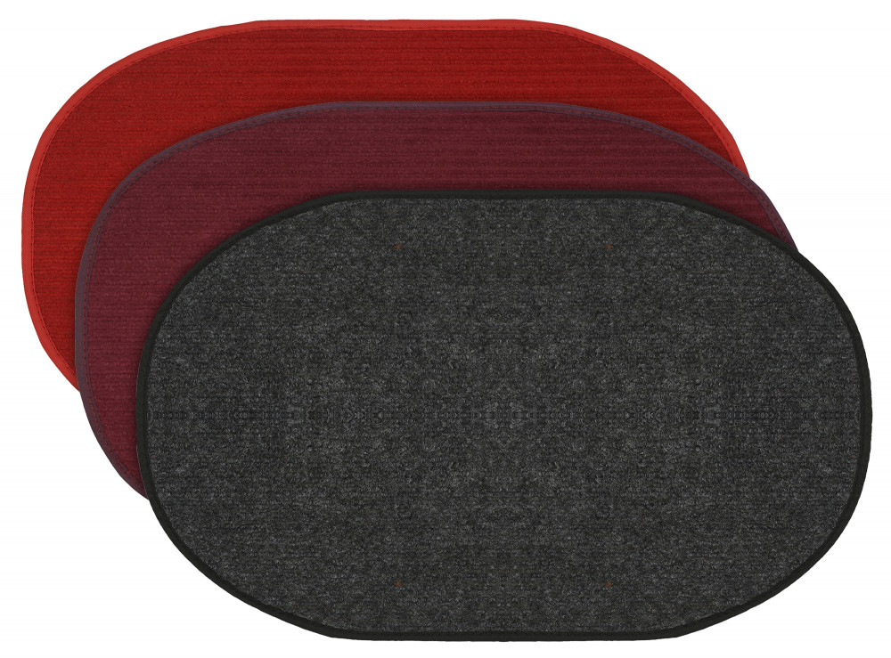 Kuber Industries Oval Shape Durable Microfiber Door Mat, Heavy Duty Doormat, Indoor Outdoor, Easy Clean, Waterproof, Low-Profile Mats for Entry, Patio, Garage (Set Of 3,14&#039;&#039; x 23&#039;&#039;,Red &amp; Maroon &amp; Grey)-KUBMRT12129
