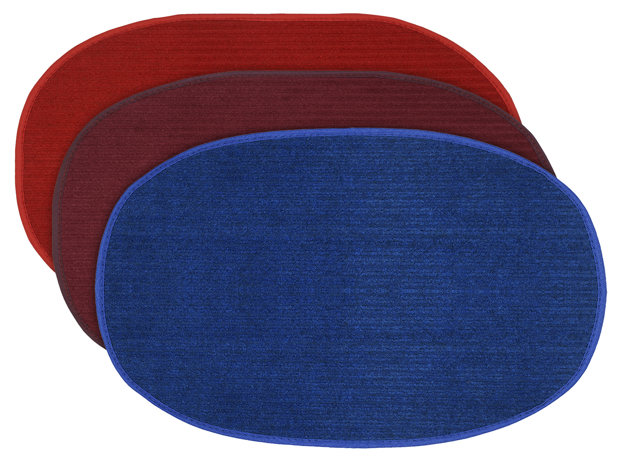 Kuber Industries Oval Shape Durable Microfiber Door Mat, Heavy Duty Doormat, Indoor Outdoor, Easy Clean, Waterproof, Low-Profile Mats for Entry, Patio, Garage (Set Of 3,14'' x 23'',Red & Maroon & Blue)-KUBMRT12131