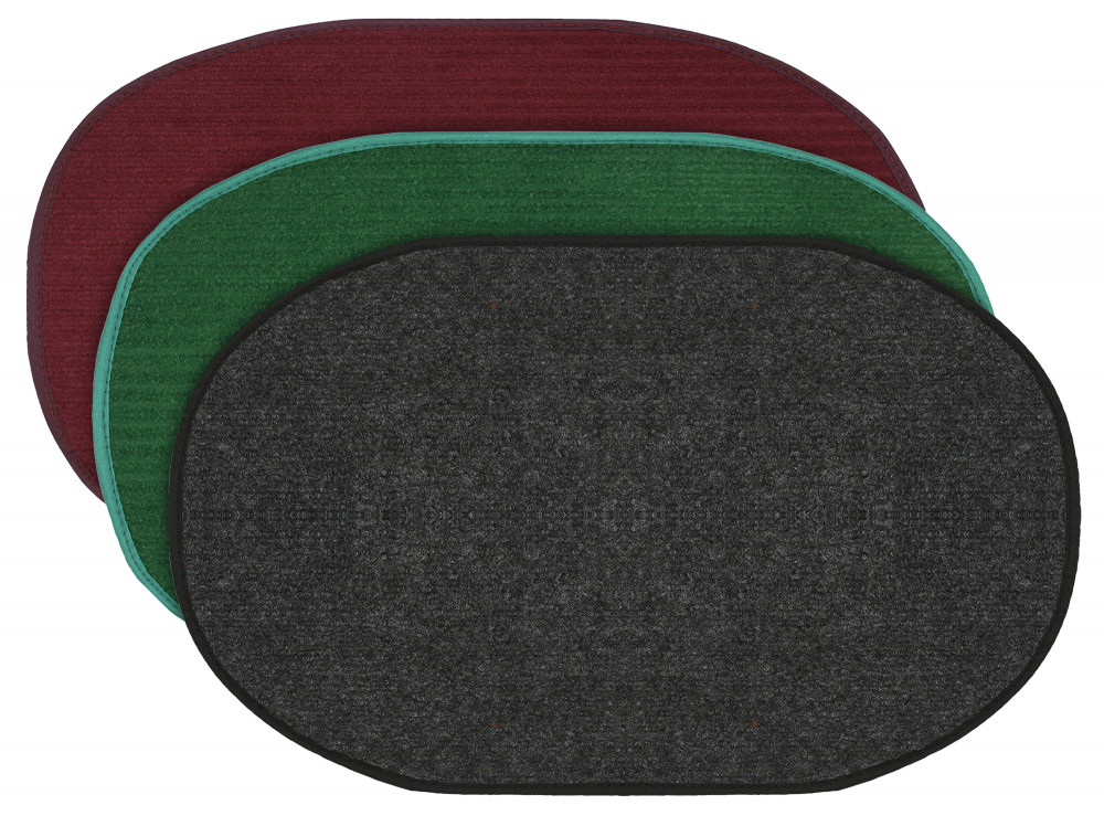 Kuber Industries Oval Shape Durable Microfiber Door Mat, Heavy Duty Doormat, Indoor Outdoor, Easy Clean, Waterproof, Low-Profile Mats for Entry, Patio, Garage (Set Of 3,14&#039;&#039; x 23&#039;&#039;,Maroon &amp; Green &amp; Grey)-KUBMRT12135
