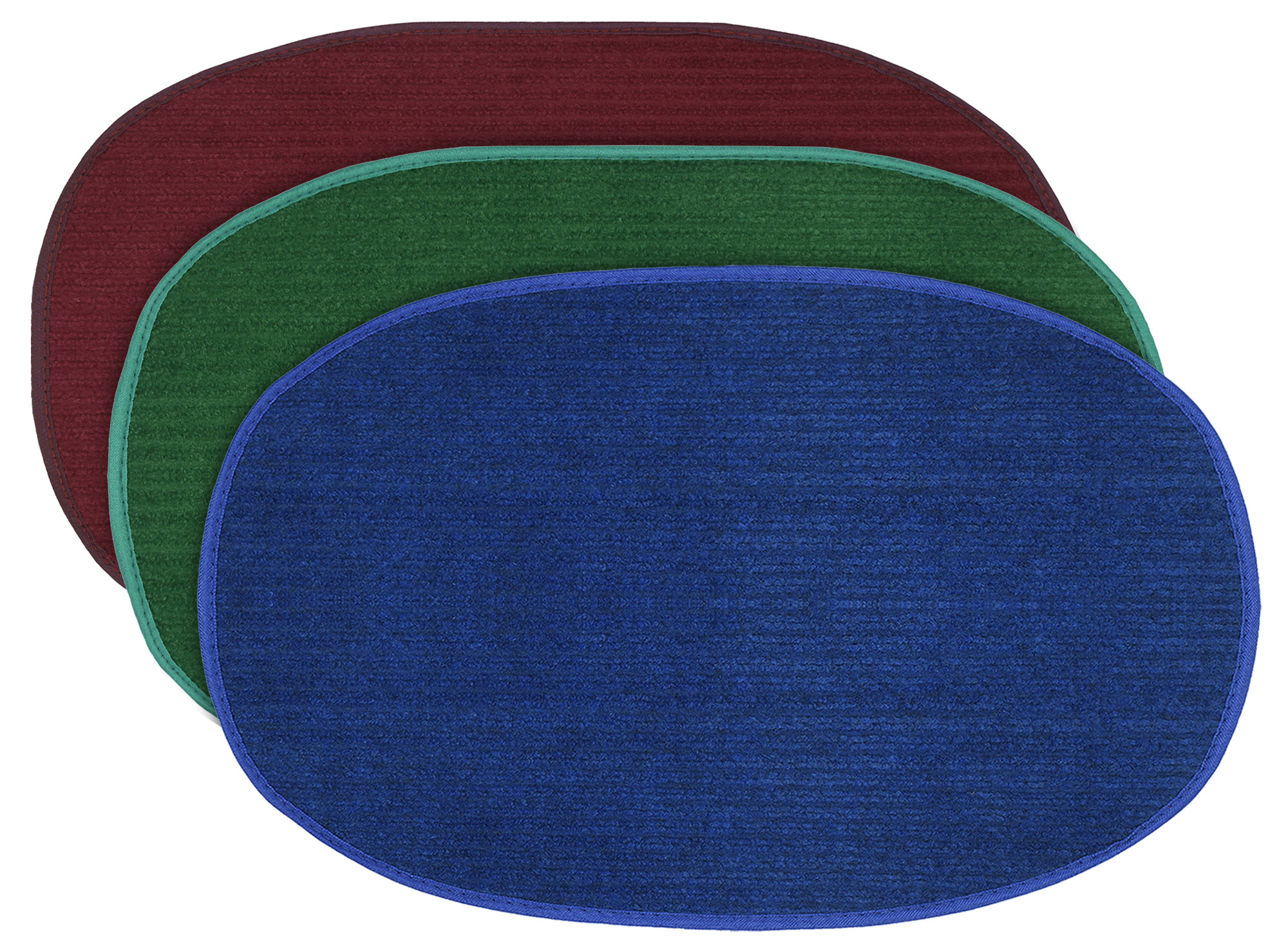 Kuber Industries Oval Shape Durable Microfiber Door Mat, Heavy Duty Doormat, Indoor Outdoor, Easy Clean, Waterproof, Low-Profile Mats for Entry, Patio, Garage (Set Of 3,14'' x 23'',Maroon & Green & Blue)-KUBMRT12137