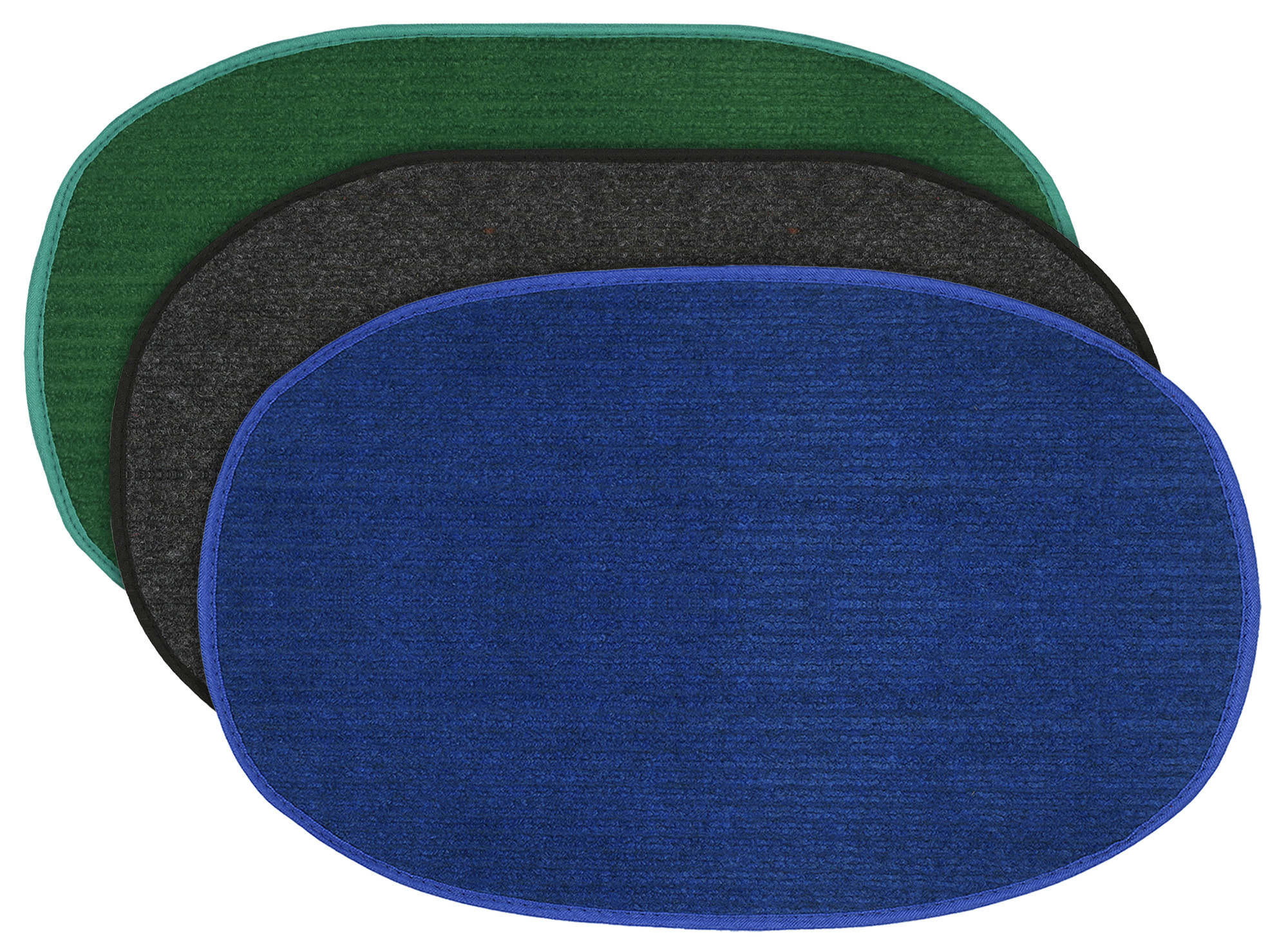 Kuber Industries Oval Shape Durable Microfiber Door Mat, Heavy Duty Doormat, Indoor Outdoor, Easy Clean, Waterproof, Low-Profile Mats for Entry, Patio, Garage (Set Of 3,14'' x 23'',Green & Grey & Blue)-KUBMRT12141