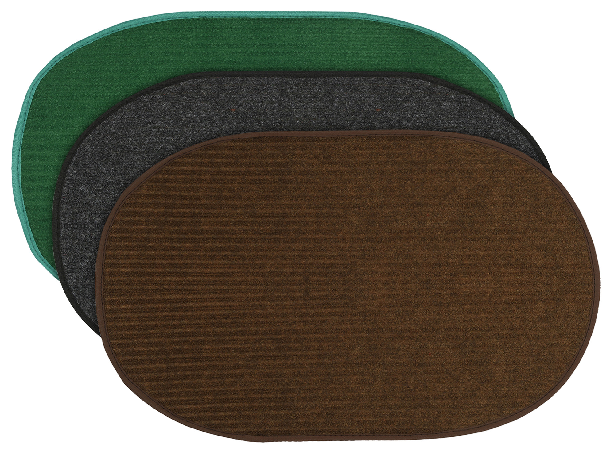 Kuber Industries Oval Shape Durable Microfiber Door Mat, Heavy Duty Doormat, Indoor Outdoor, Easy Clean, Waterproof, Low-Profile Mats for Entry, Patio, Garage (Set Of 3,14'' x 23'',Green & Grey & Brown)-KUBMRT12143