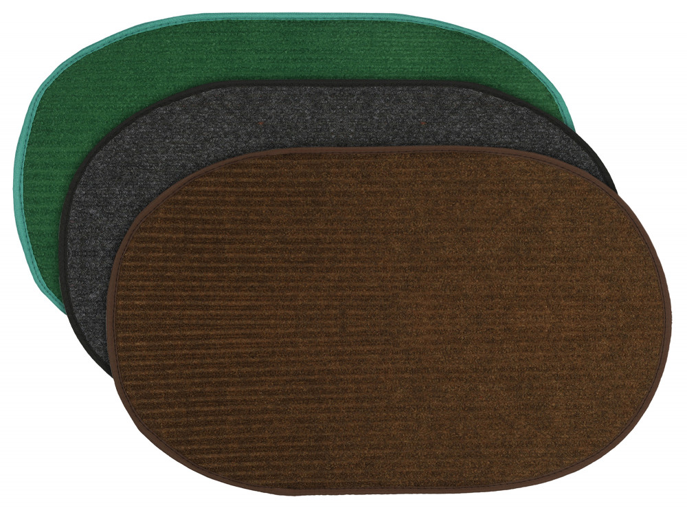 Kuber Industries Oval Shape Durable Microfiber Door Mat, Heavy Duty Doormat, Indoor Outdoor, Easy Clean, Waterproof, Low-Profile Mats for Entry, Patio, Garage (Set Of 3,14&#039;&#039; x 23&#039;&#039;,Green &amp; Grey &amp; Brown)-KUBMRT12143