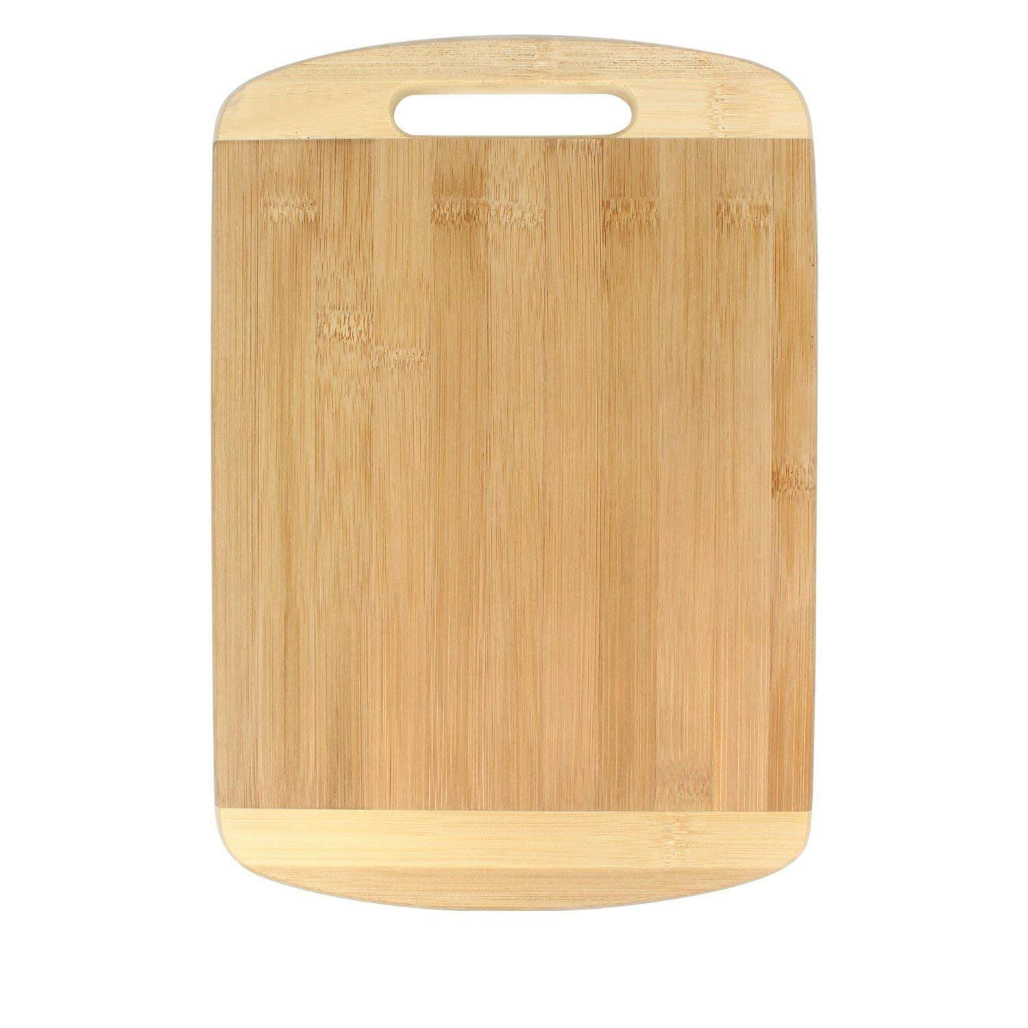 Kuber Industries Ovel Thick Wooden Bamboo Kitchen Chopping Cutting Slicing Board with Handle for Fruits Vegetables Meat (Brown)