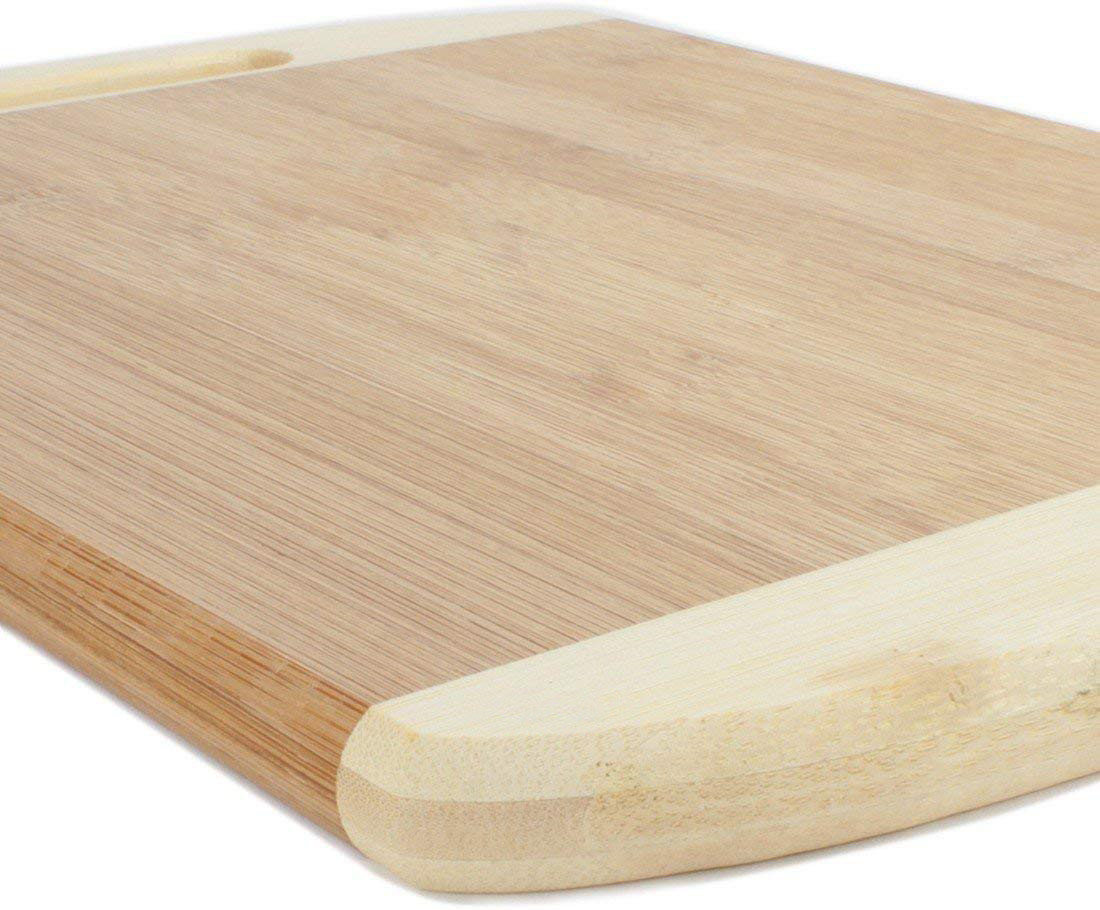 Kuber Industries Ovel Thick Wooden Bamboo Kitchen Chopping Cutting Slicing Board with Handle for Fruits Vegetables Meat (Brown)