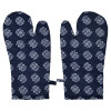Kuber Industries Oven Mitts | Polyester Microwave Oven Gloves | Printed Hanging Loop Kitchen Oven Gloves | Heat Resistant Gloves For Kitchen | 1 Pair | Blue