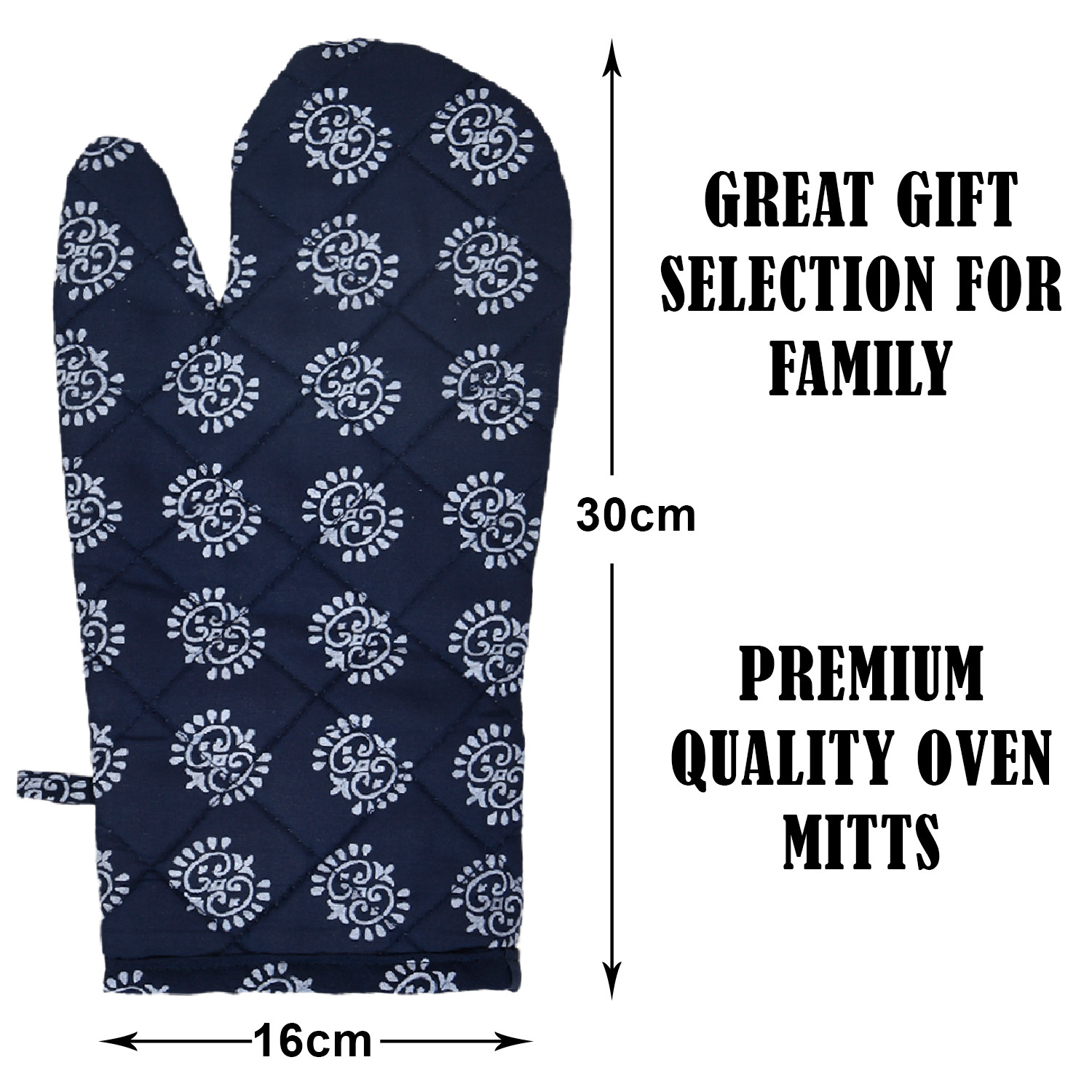 Kuber Industries Oven Mitts | Polyester Microwave Oven Gloves | Printed Hanging Loop Kitchen Oven Gloves | Heat Resistant Gloves For Kitchen | 1 Pair | Blue