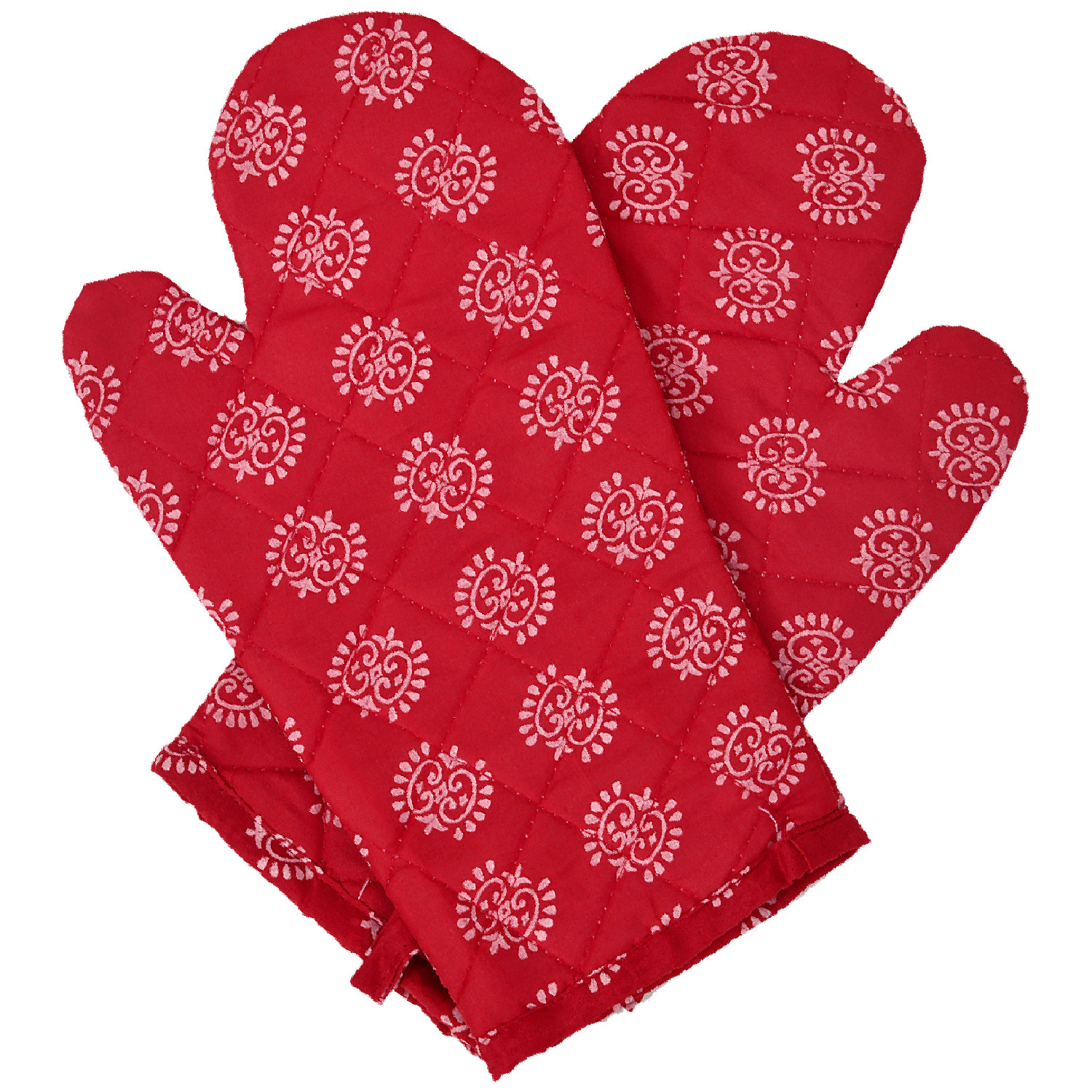 Kuber Industries Oven Mitts | Polyester Microwave Oven Gloves | Printed Hanging Loop Kitchen Oven Gloves | Heat Resistant Gloves For Kitchen | 1 Pair | Maroon