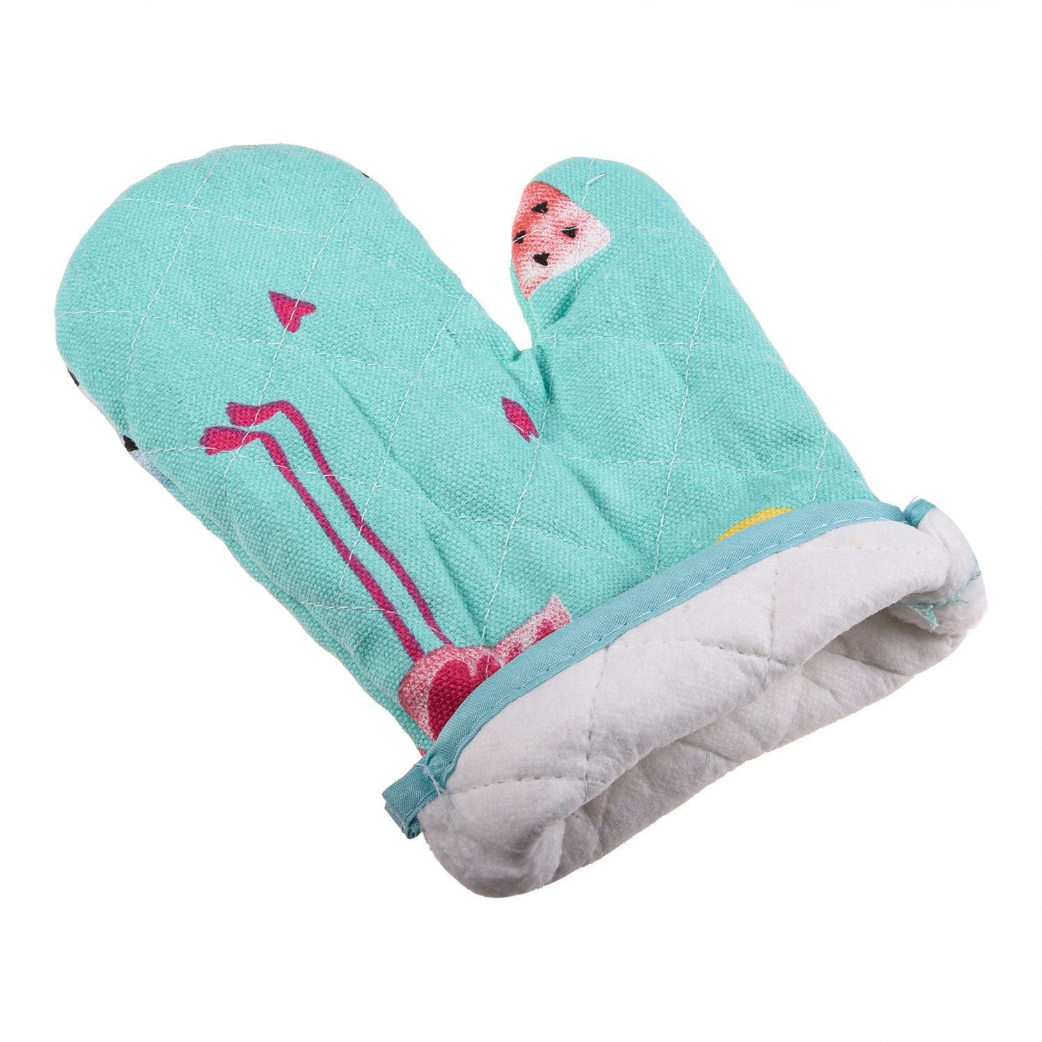 Kuber Industries Oven Mitts|Cotton Microwave Oven Insulated Gloves|Duck Print Hanging Loop Kitchen Oven|Heat Resistant|Microwave Gloves For Kitchen|1 Pair (Green)